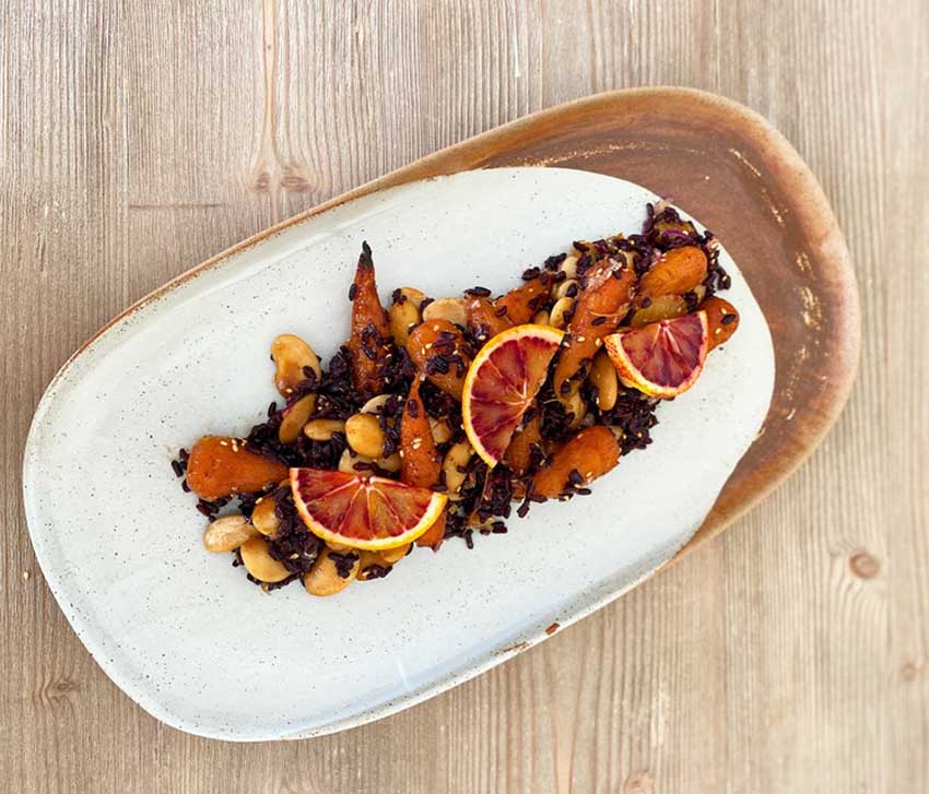 Sweet Miso Glazed Carrot, Butterbean & Black Rice Salad