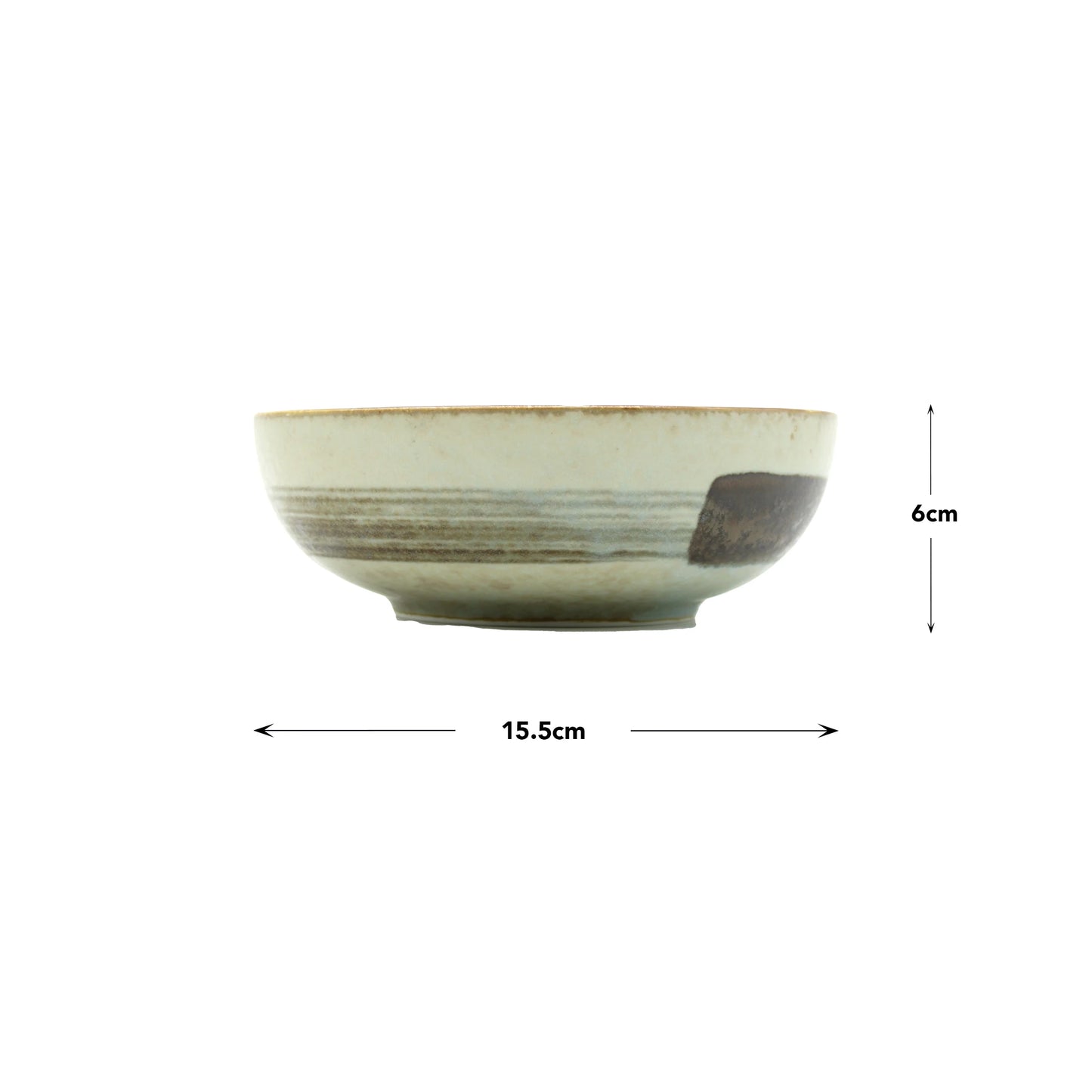 Side view of the Shallow Bowl - Light Green Cherry Blossom, 15.5 cm diameter and 6 cm high, showcasing a pale green hue with a subtle color gradient—an elegant touch to any tableware collection.