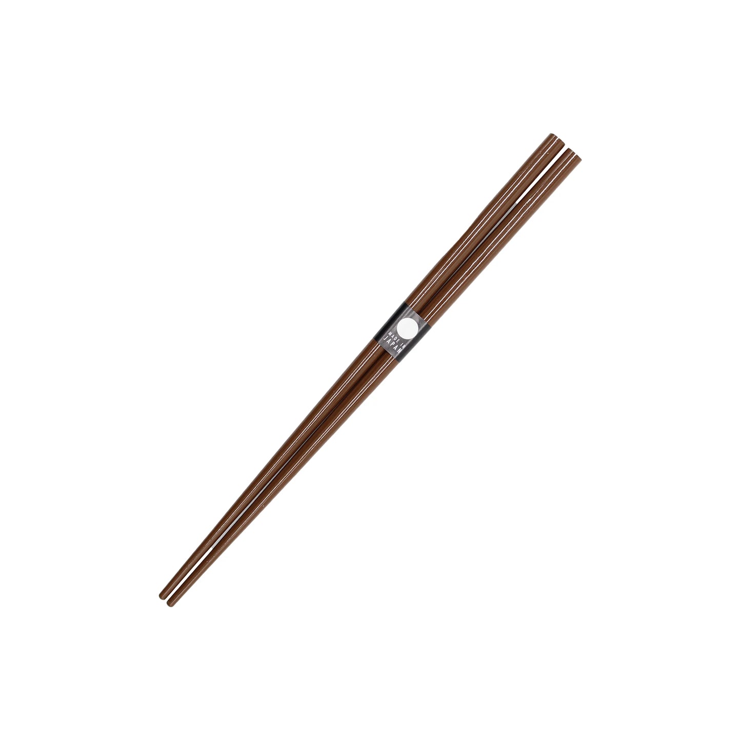 Chopsticks - Chestnut Brown: A pair of brown wooden lacquerware chopsticks with a small round decorative detail near the top, crafted by Zumi workshop, displayed on a white background.
