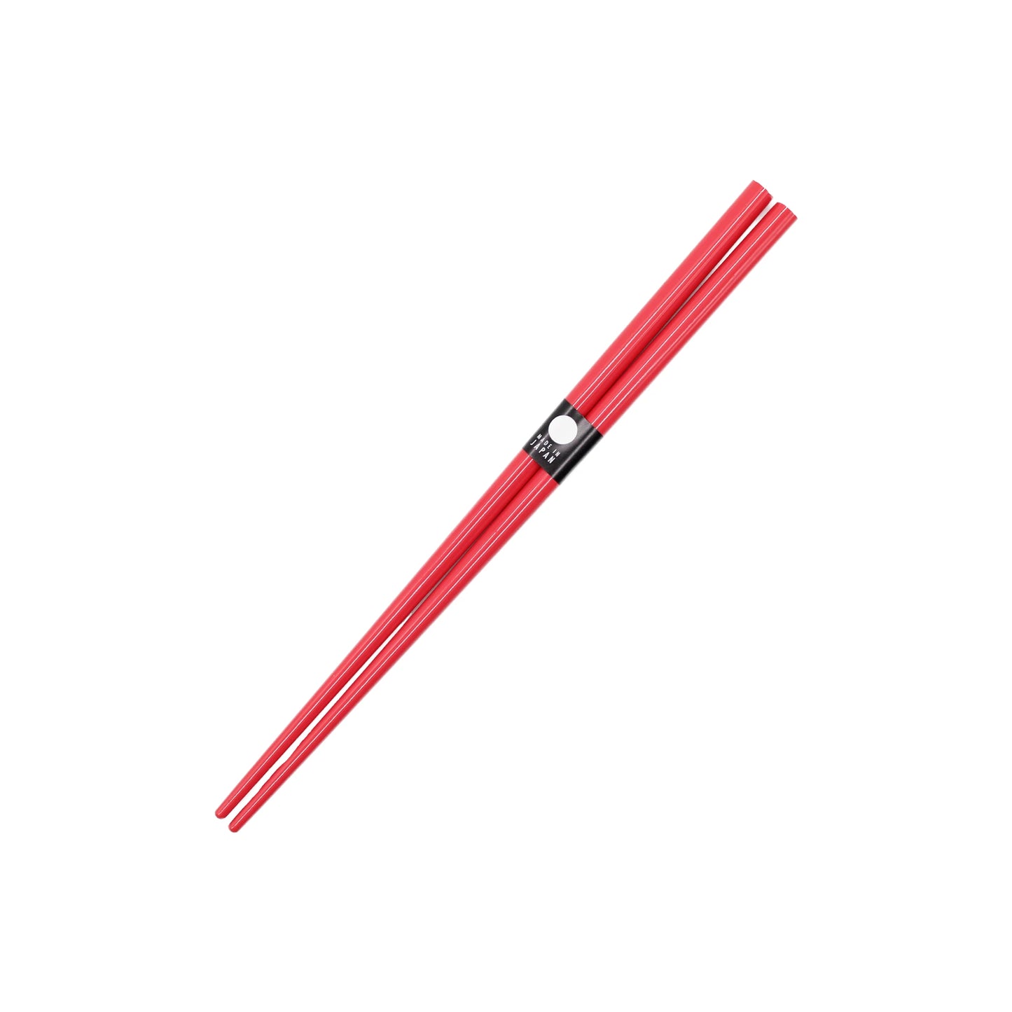 A pair of Chopsticks - Watermelon Red, featuring a black and white label on the upper section, crafted in Fukui, Japan, displayed on a white background.
