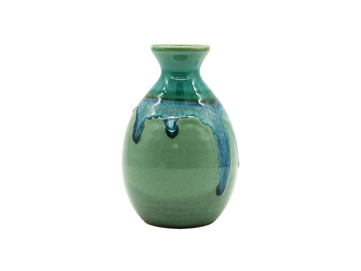 Sake Carafe - Aqua with Green Drip