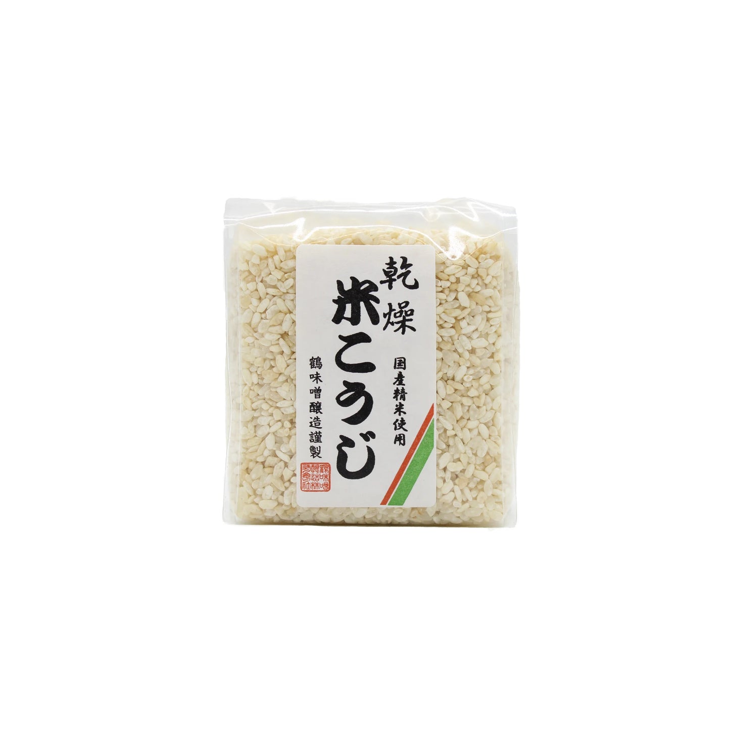 A clear plastic bag of Koji Rice For Shio Koji Paste (300g) with a white Japanese label and decorative accents—ideal for starting your fermentation process.