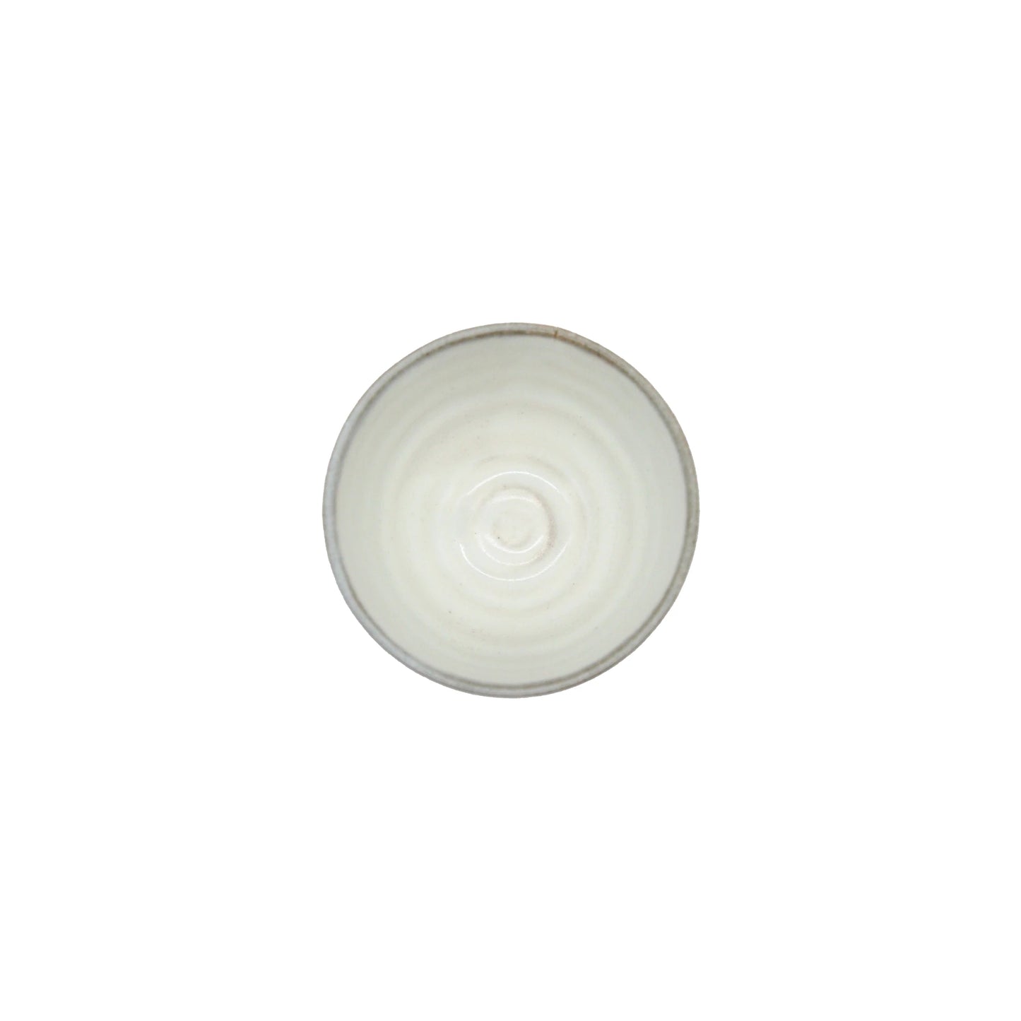 A top view of the Tea Cup - Minoyaki Nuribun shows elegant concentric circles inside its white ceramic design, inspired by traditional Minoyaki ware.