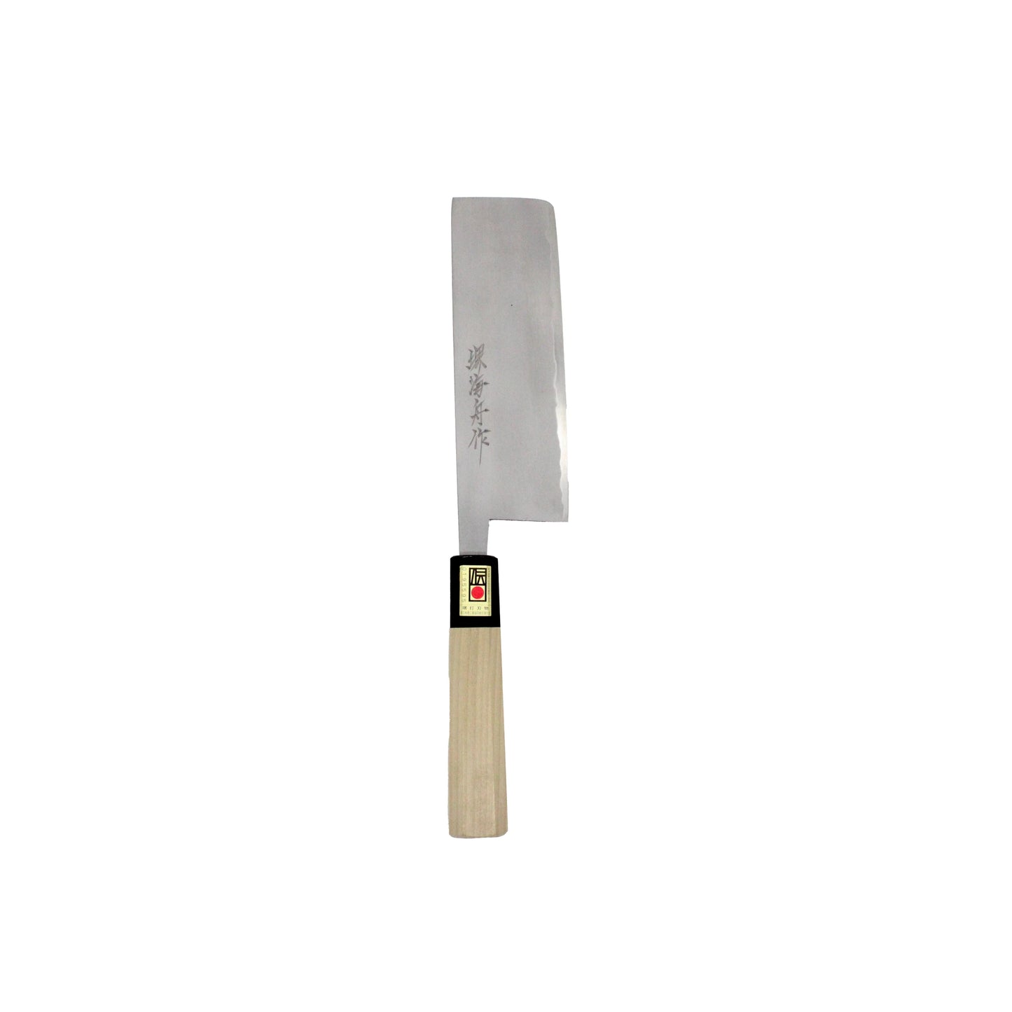 The Nakiri Knife For Vegetables Polished - 165m is a Japanese-style vegetable knife with a double-bevel straight blade and a wooden handle, shown against a plain white background.