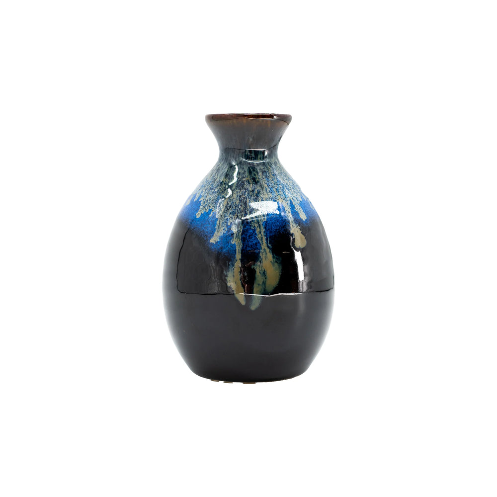 Sake Carafe - Black with Blue Drip
