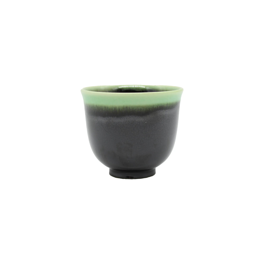 Tea Cup - Black With Bright Green Drip