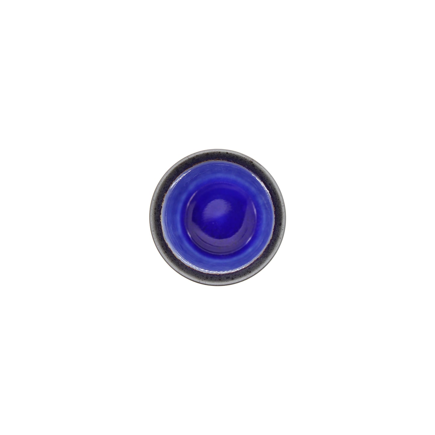 A Tea Mug - Cobalt Blue with a deep cobalt blue interior and dark rim, highlighting Japanese craftsmanship, viewed from above on a white background.