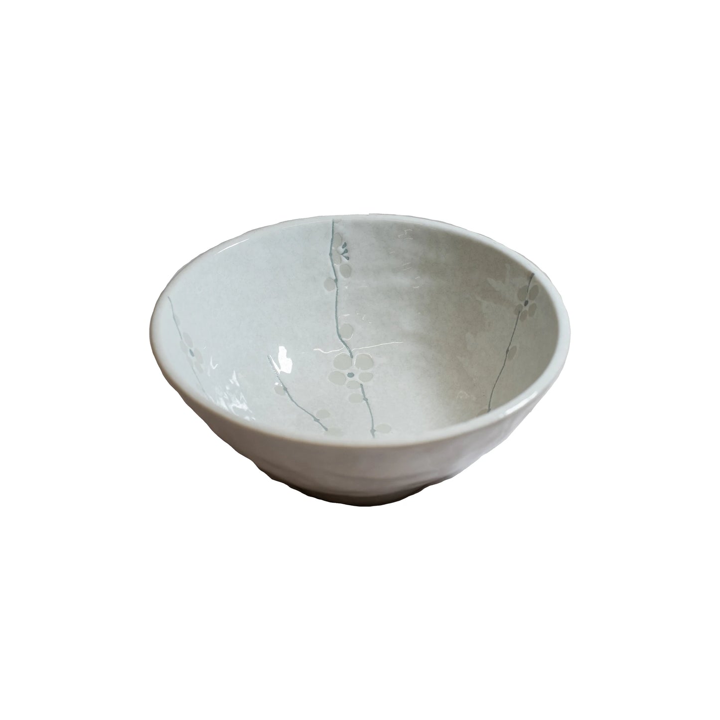 The Udon Bowl - White Cherry Blossom is a handmade Minoyaki porcelain bowl with a subtle floral pattern on the inner surface, pictured against a plain white background.