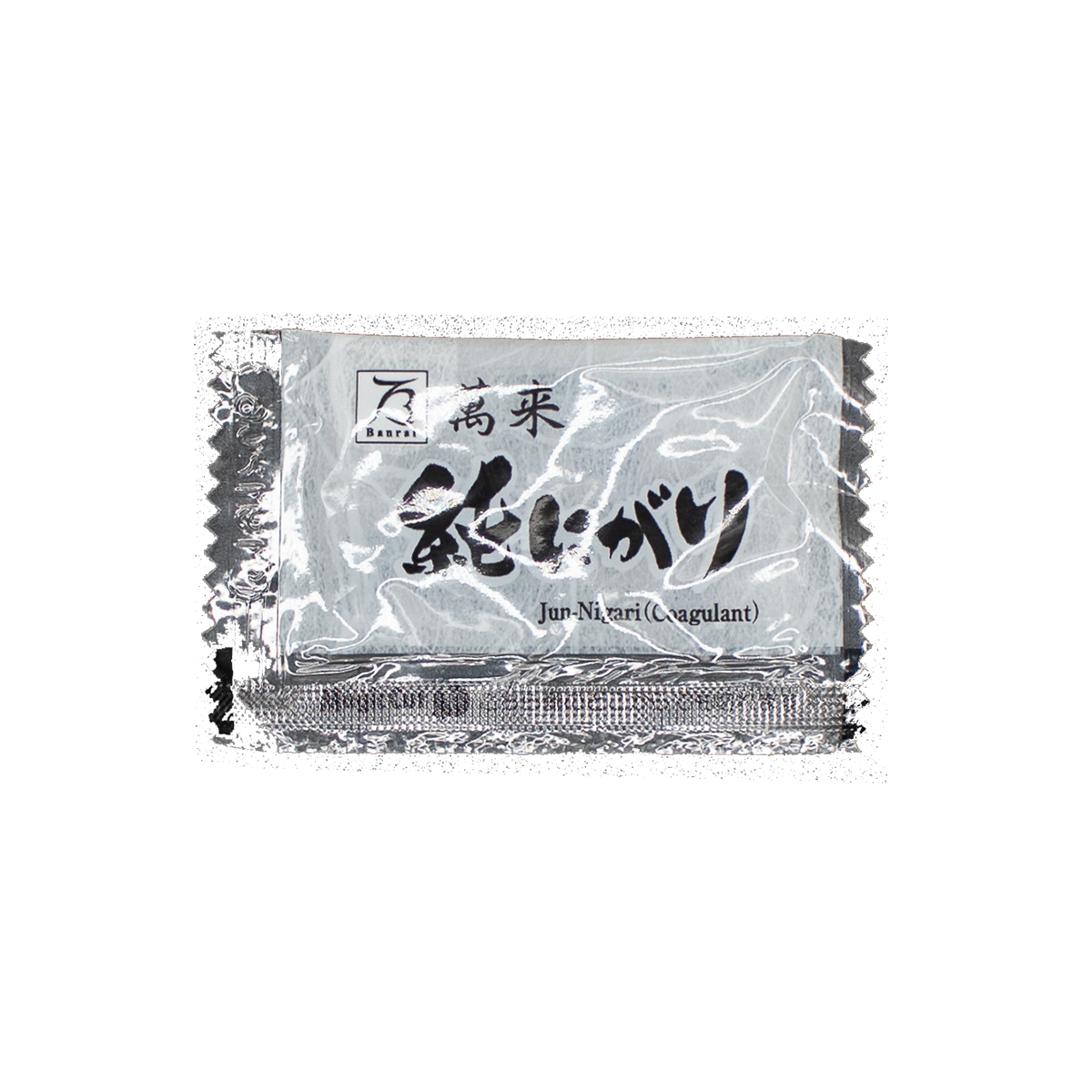 A 5ml clear sachet labeled Nigari (coagulant for Tofu making) with Japanese text—ideal for turning soy milk into fresh tofu.