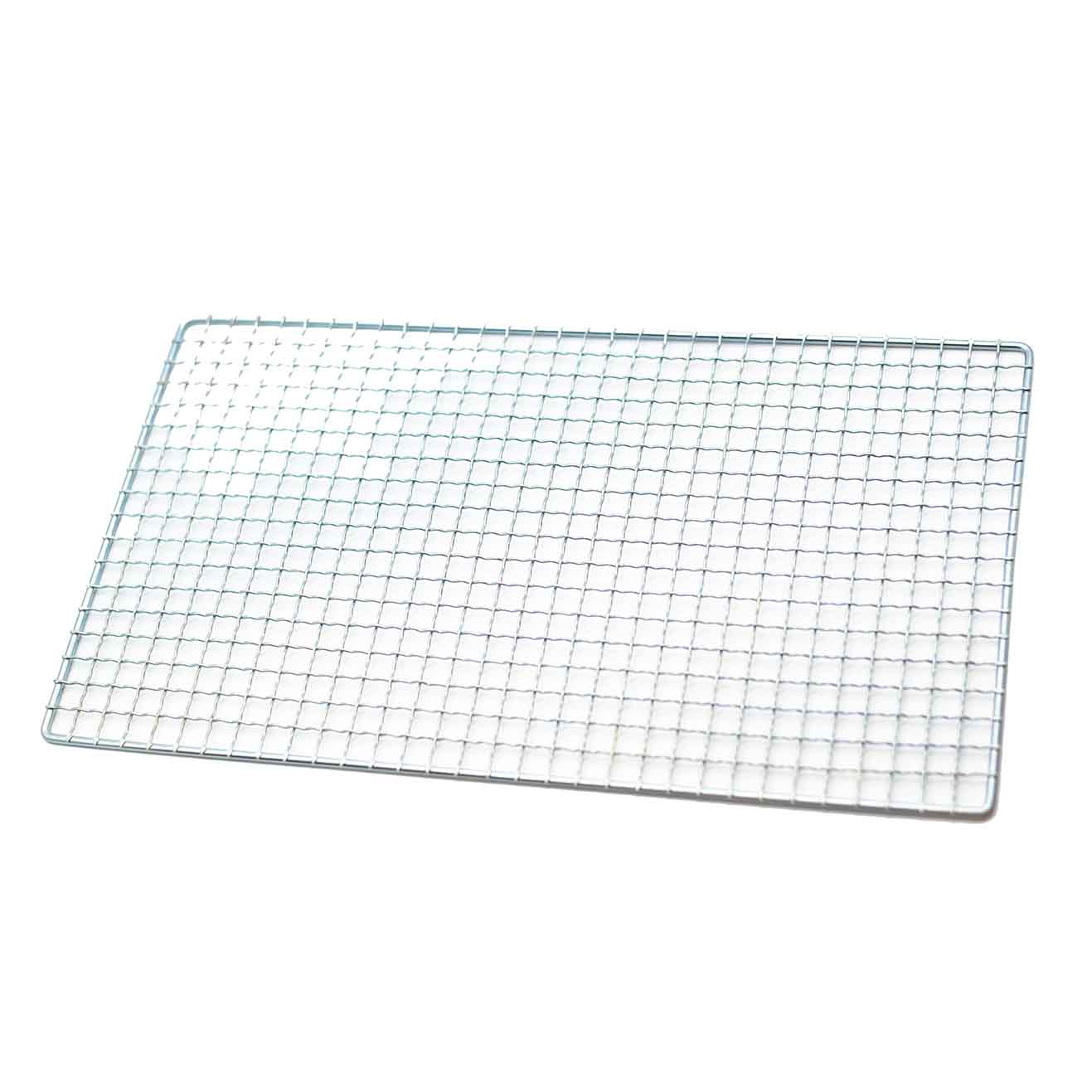 The Spare Grill For Konro, Table Barbecue - 31cm is a rectangular metal cooling rack with a grid pattern, ideal for non-meat grilling and shown on a white background.