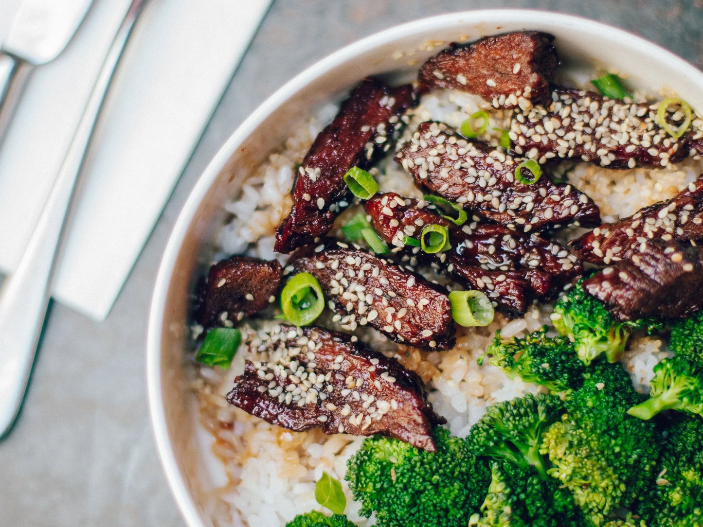 Sticky Soy-Glazed Beef with Sesame Rice
