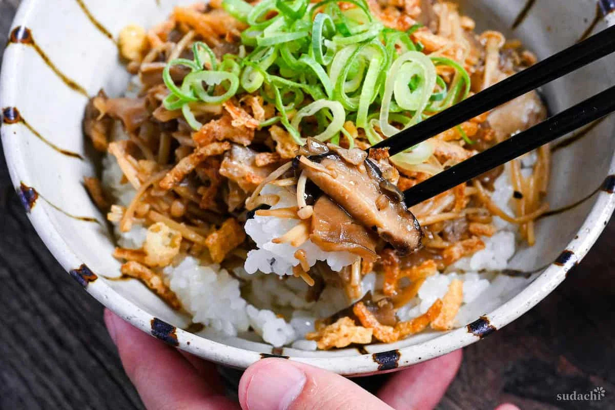 Quick Mushroom Donburi Rice Bowl Recipe