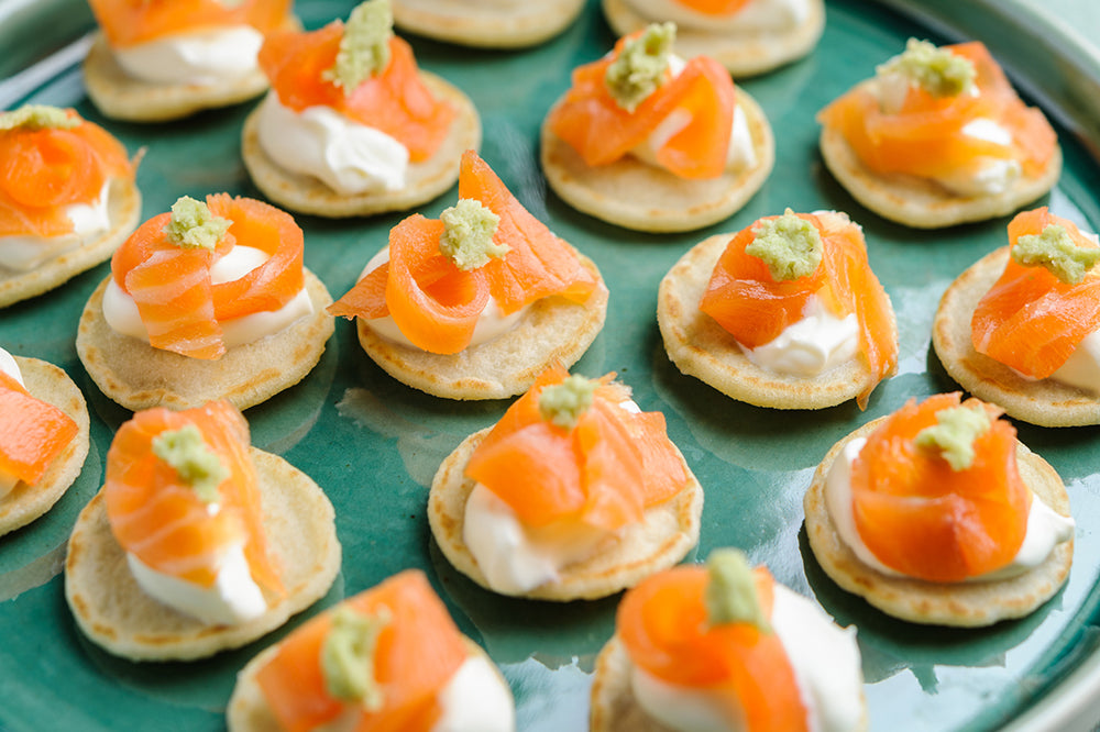 Smoked Salmon on Blinis with Wasabi - Inspired by Sudi Piggott