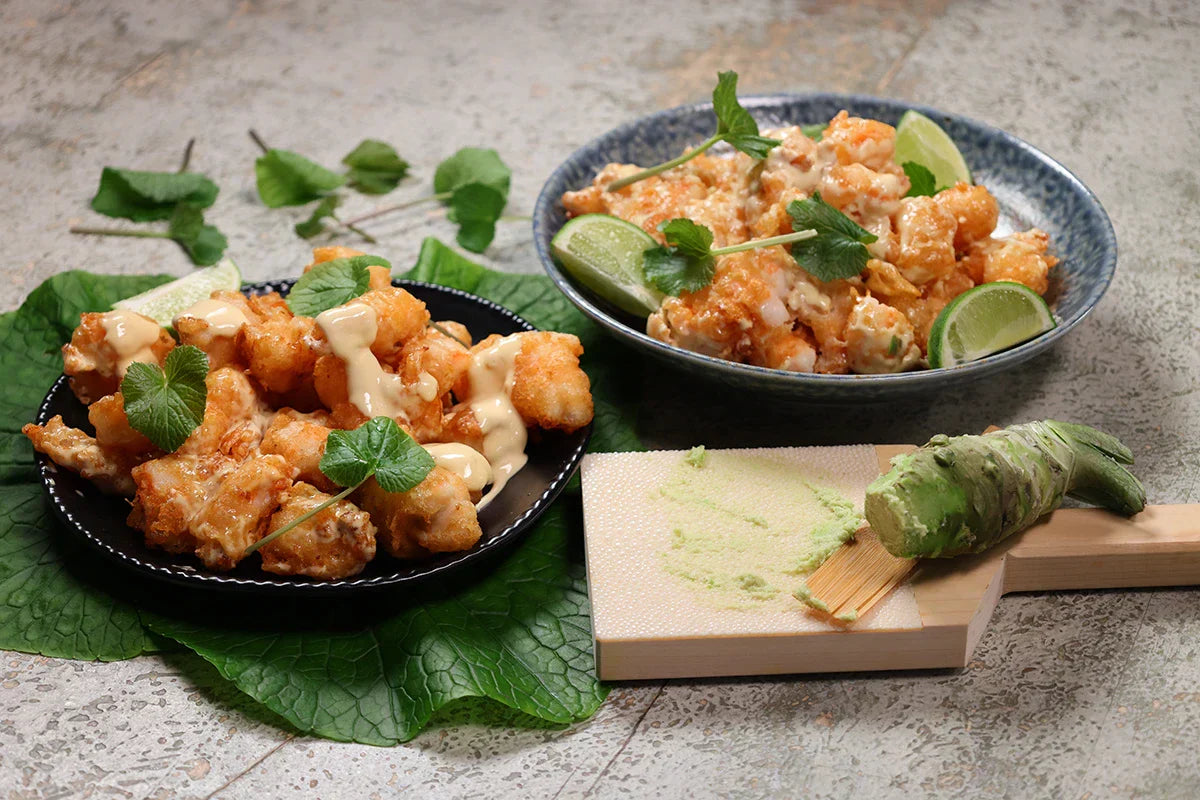 Spicy Tempura Prawns with Ponzu Mayonnaise and Wasabi by James Martin