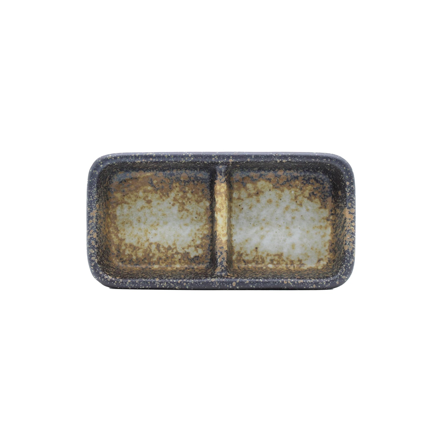 
                  
                    The Dual Compartment Seasoning Dish features a rectangular ceramic design with a speckled brown and white glaze, divided into two equal sections—an elegant addition to any tableware collection.
                  
                