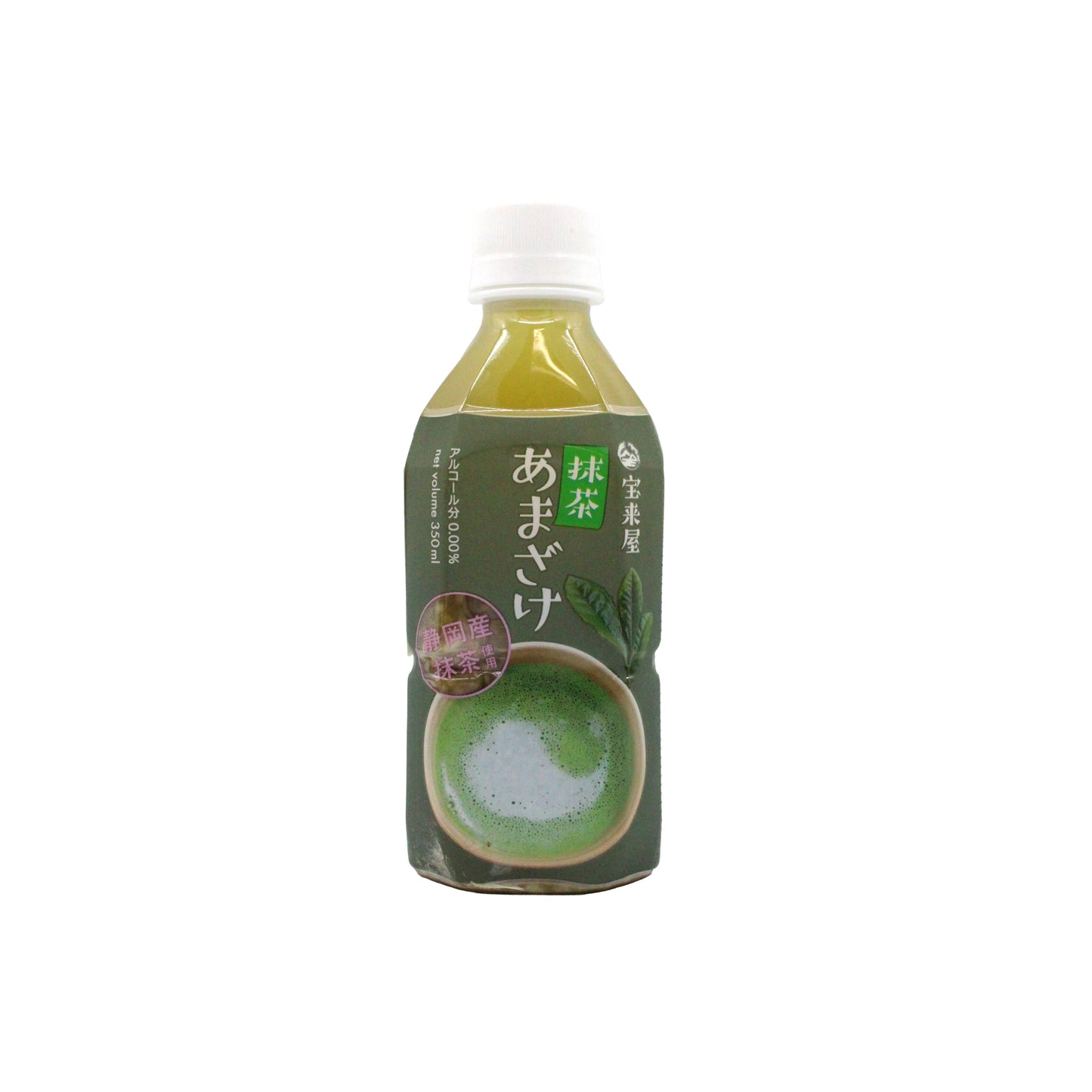 Amazake With Matcha - 350ml features green tea graphics and Japanese text on its label, set against a white background.
