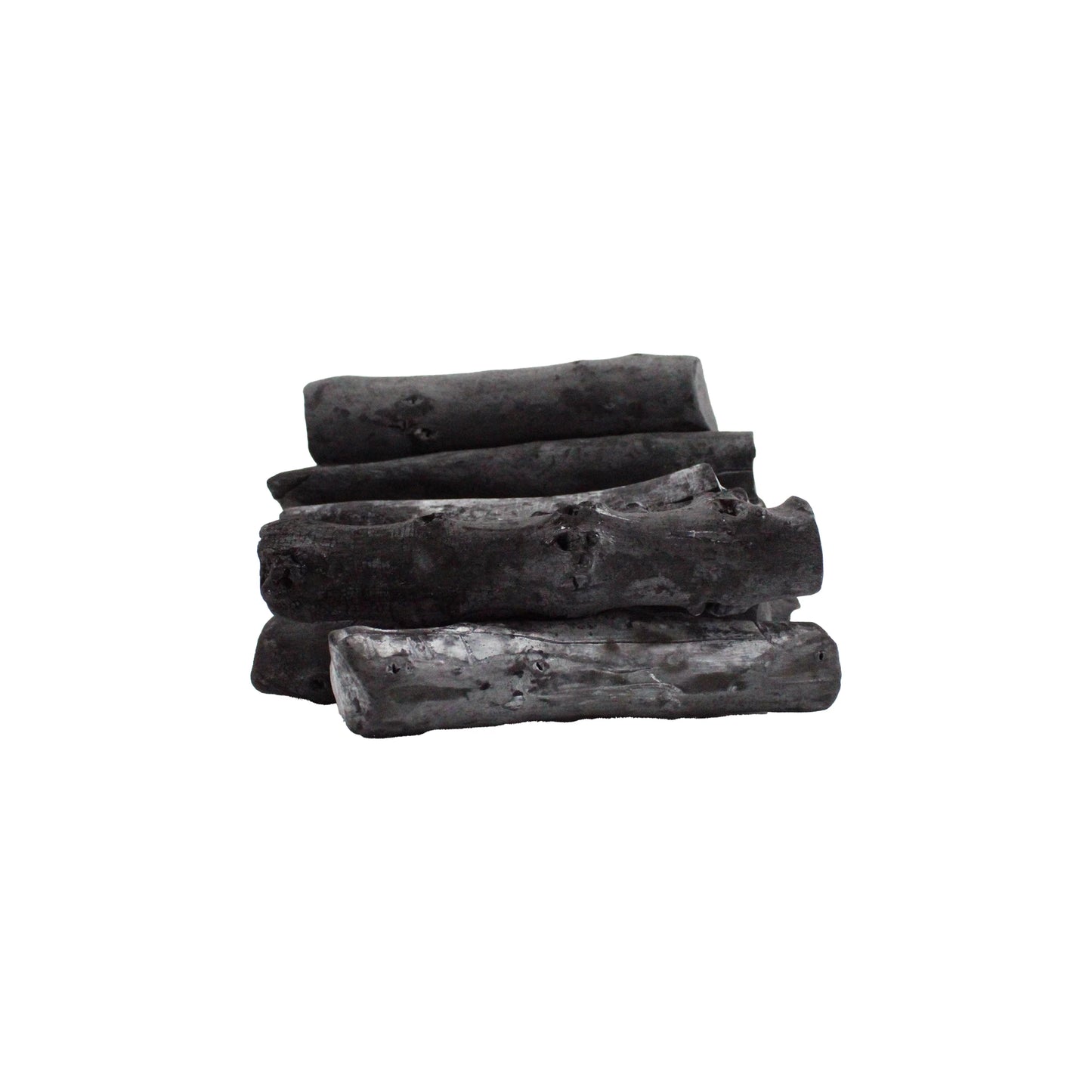 A stack of Binchotan Kirikomaru Charcoal from Laos (1kg) on a white background, perfect for use with a konro grill.