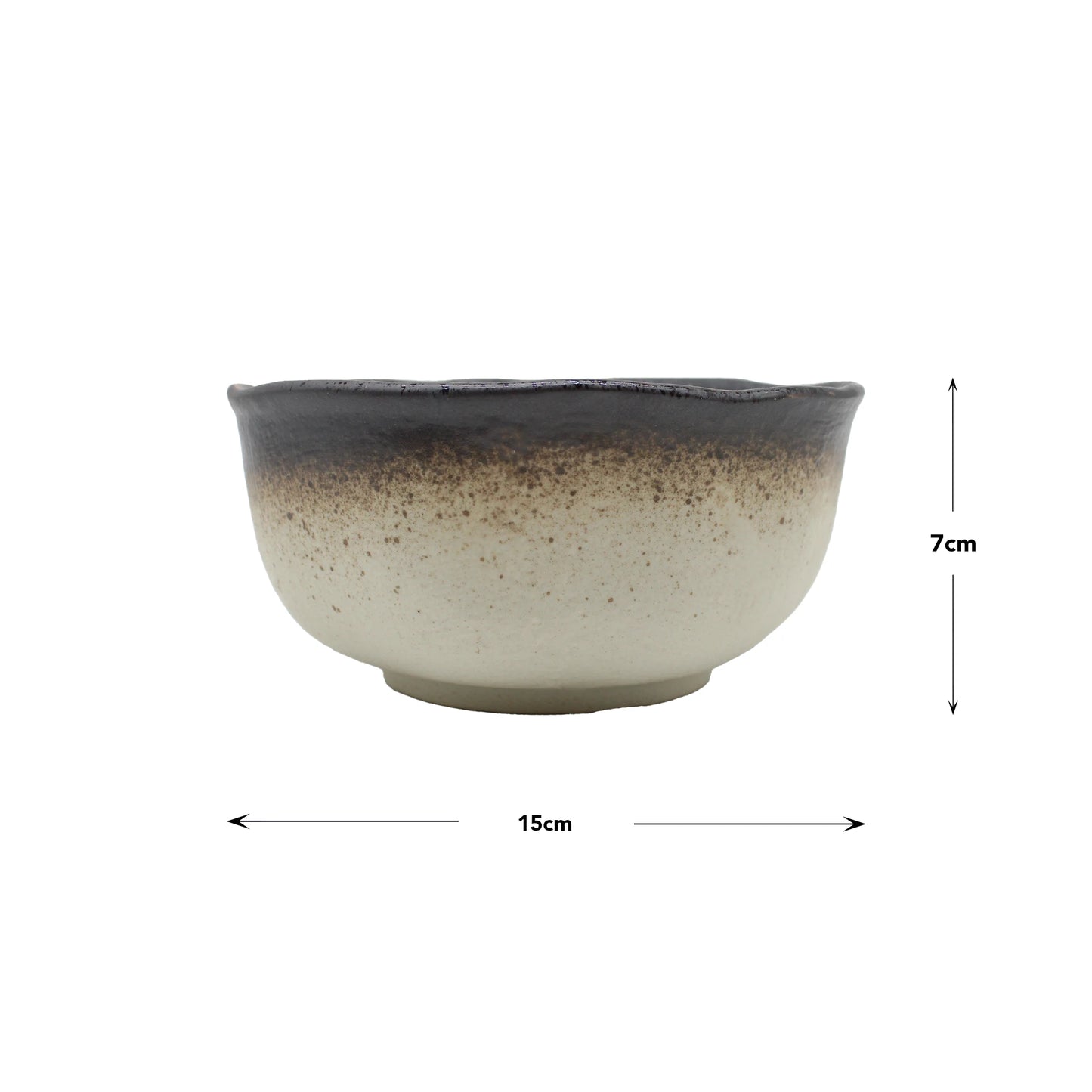 
                  
                    The Deep Bowl - Turquoise Crackle Glaze, a Japanese porcelain bowl with a dark brown gradient rim, measures 15 cm in diameter and 7 cm high—an elegant artisan piece displayed against a white background.
                  
                