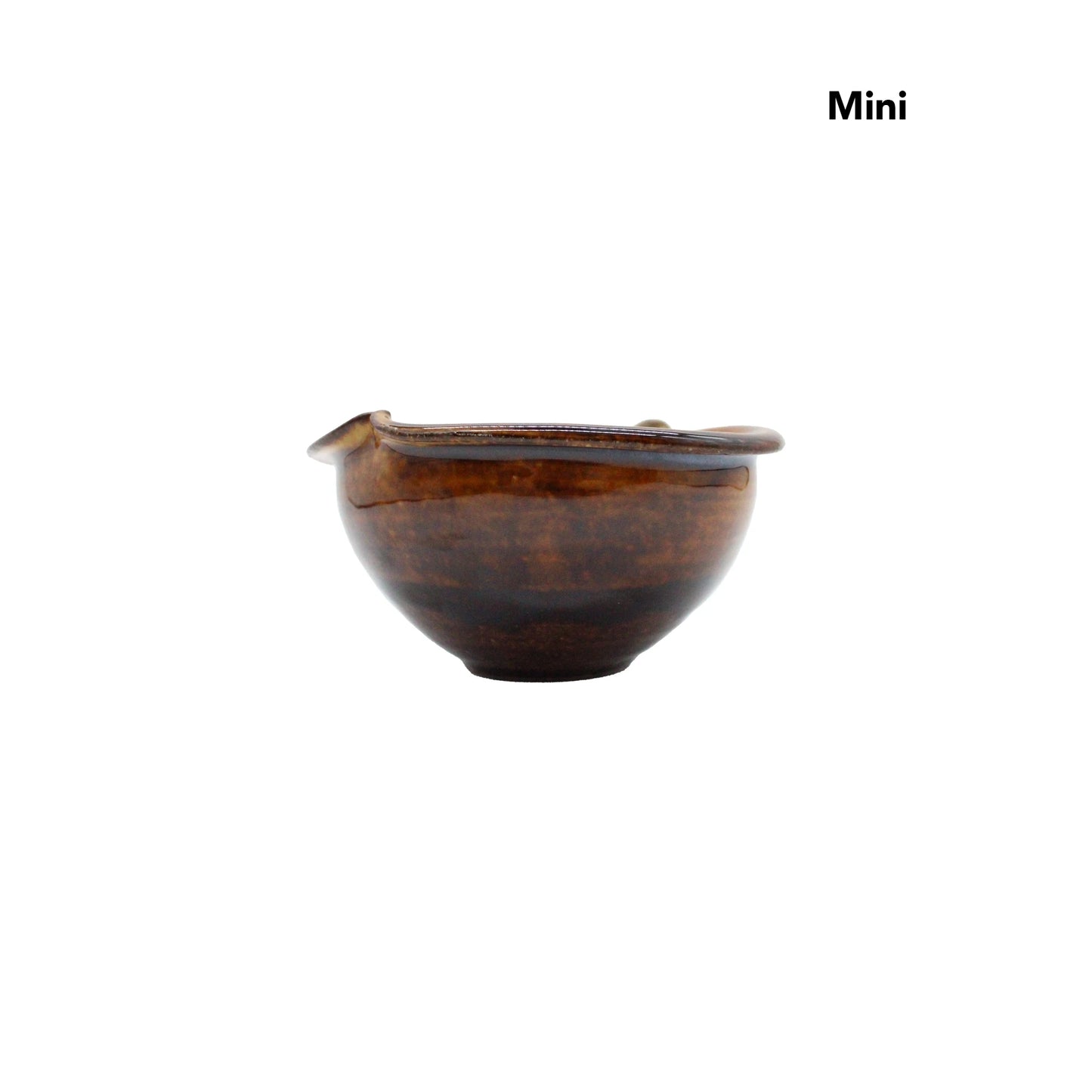 
                  
                    A small brown Apple Bowl - Candy Glaze, designed in a Shigaraki pottery style, sits against a white background.
                  
                