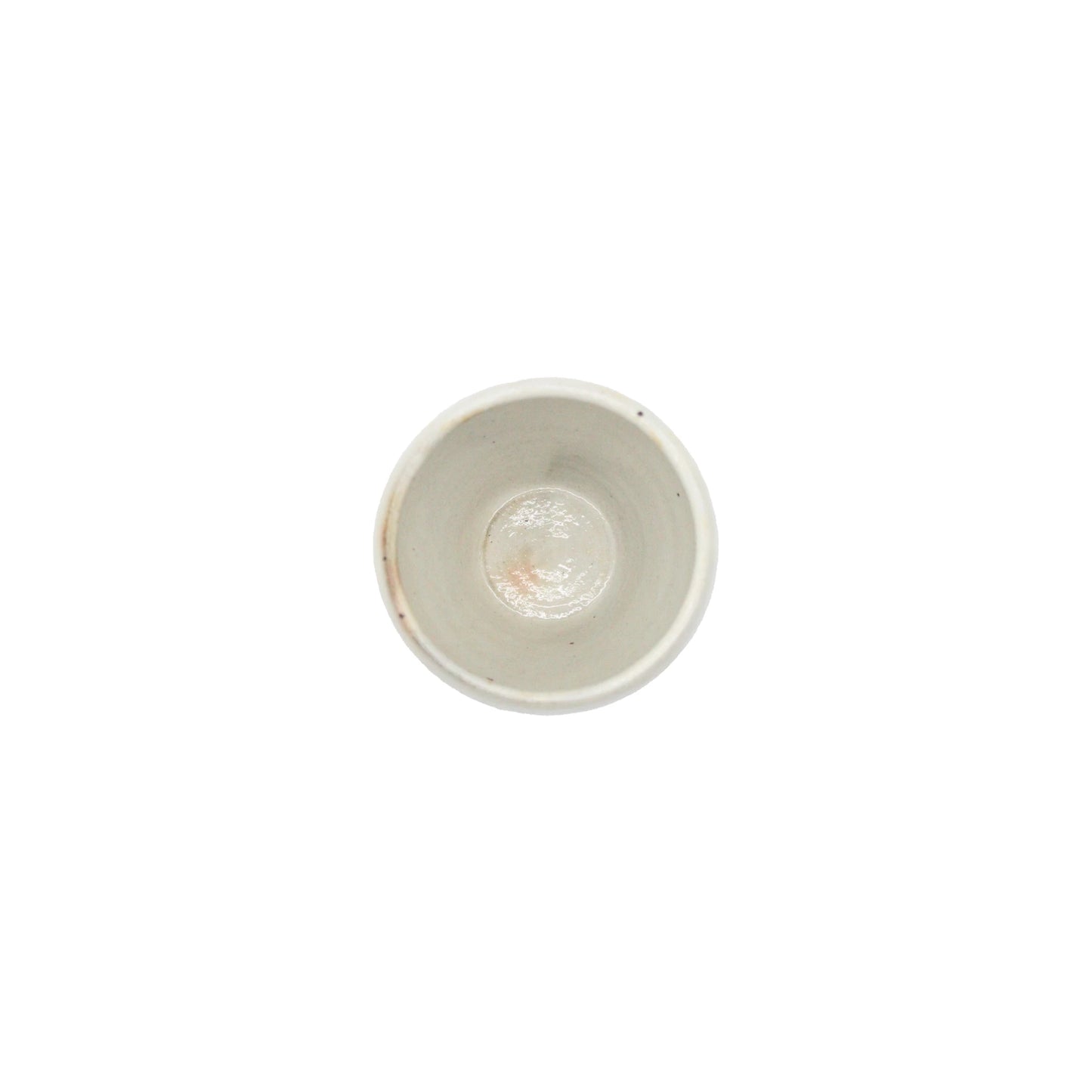 
                  
                    A Tea Mug - Iron Scatter is shown from above, empty and white with a subtle Kohiki finish, set against a plain white background.
                  
                