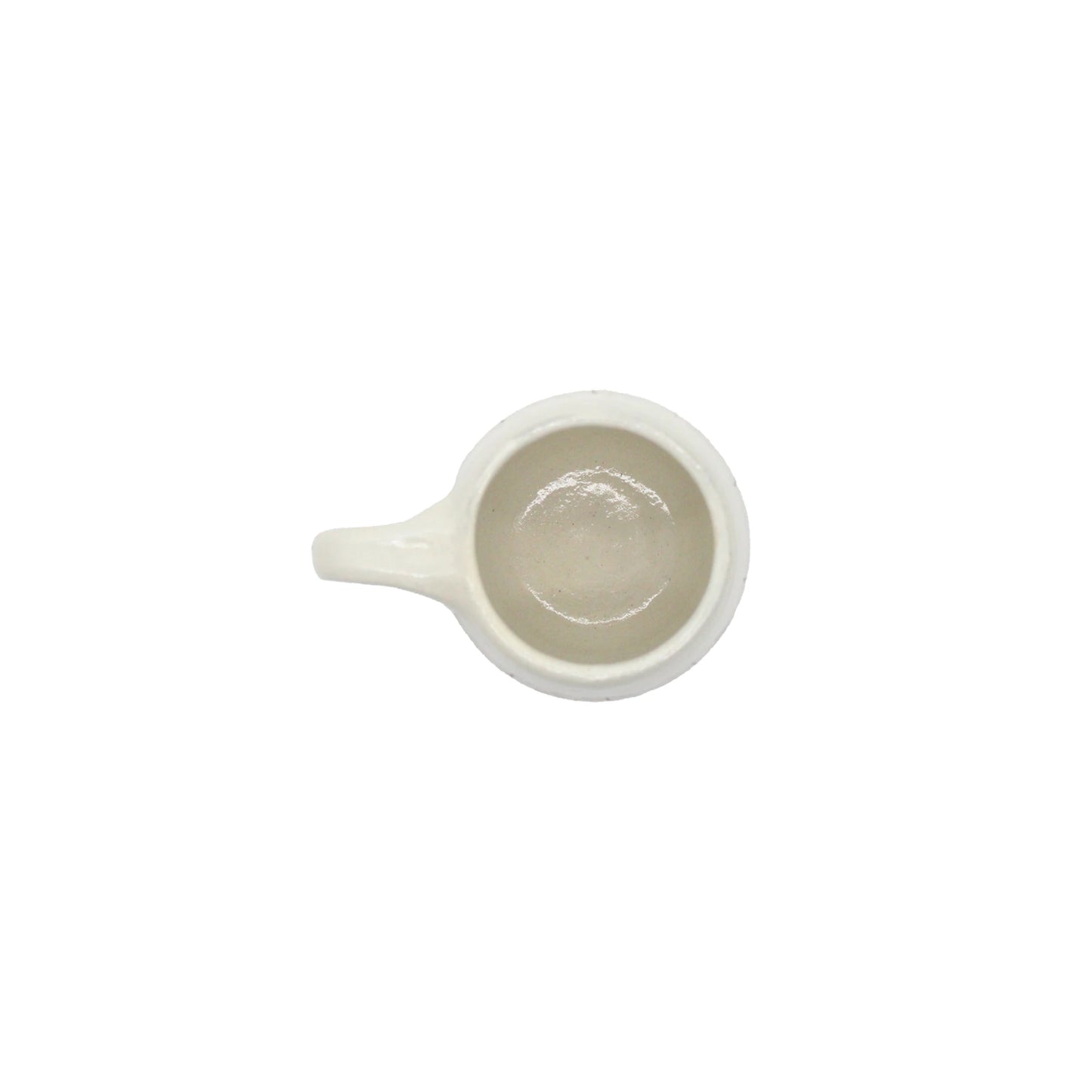 
                  
                    Top view of the empty white Tea Mug with Handle - Iron Wire, inspired by handmade Japanese pottery, set against a plain white background.
                  
                
