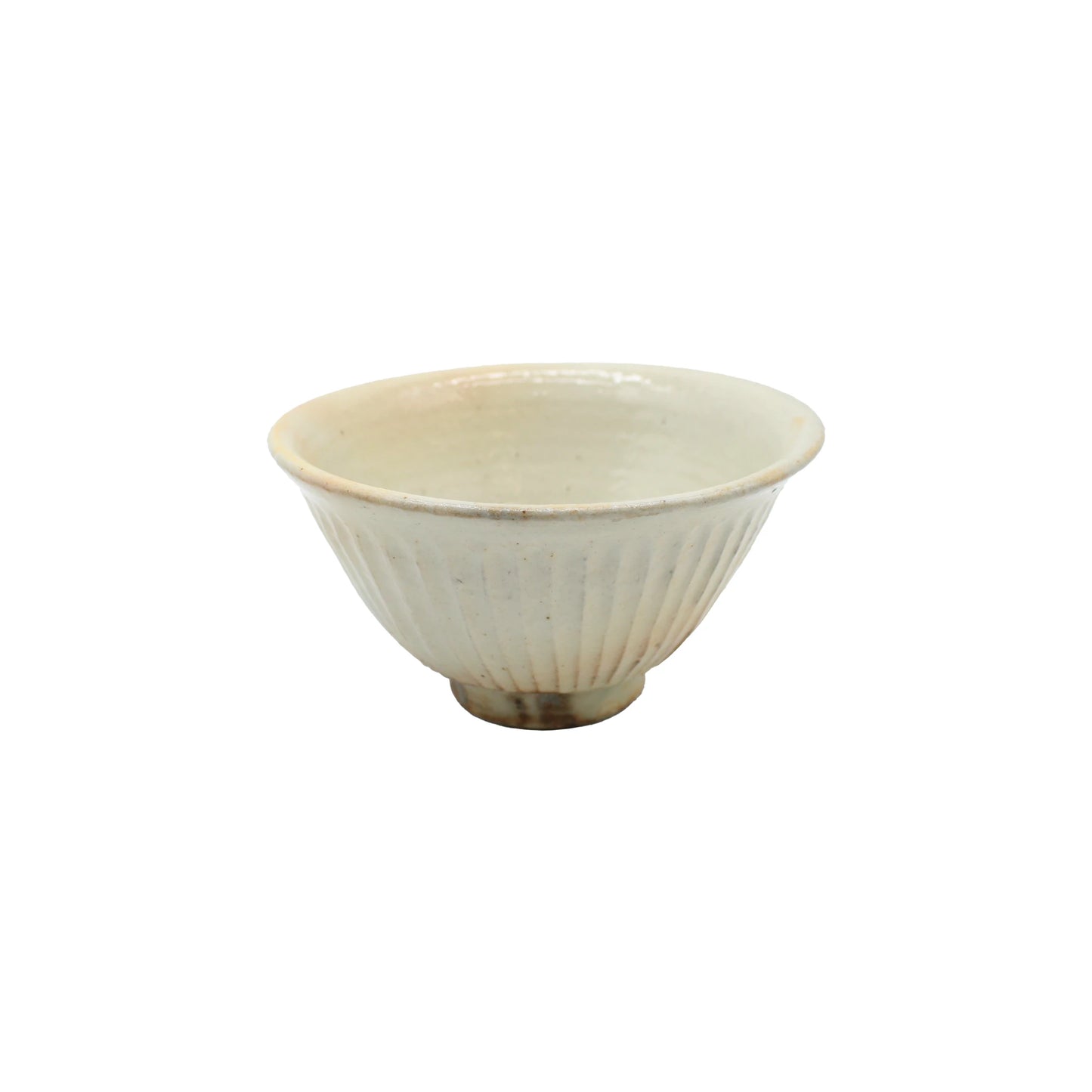 The Rice Bowl - Iron Scatter, a handmade ceramic piece with a slightly flared rim and vertical ridges inspired by Shigaraki pottery, sits on a plain white background.