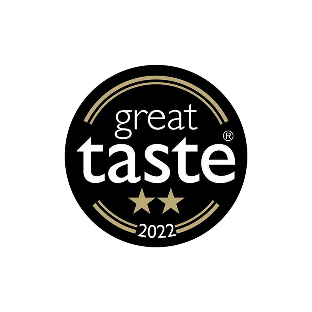 
                  
                    Black circular badge with great taste 2022 and two gold stars, celebrating a 2022 award for the premium flavor of Wasabi Label Organic Dried Donko Shiitake Mushrooms - 70g.
                  
                