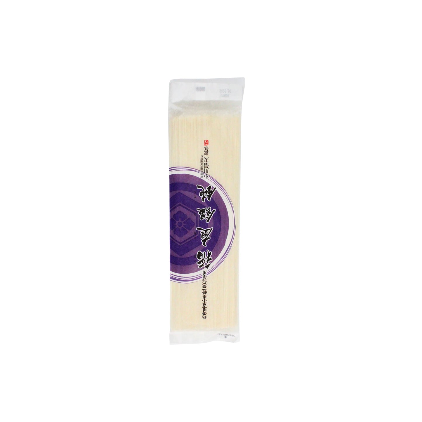 A 200g package of Inaniwa Udon Premium Wheat Noodles made with Japanese wheat, featuring a purple label with Japanese text on the front and sealed in clear plastic.