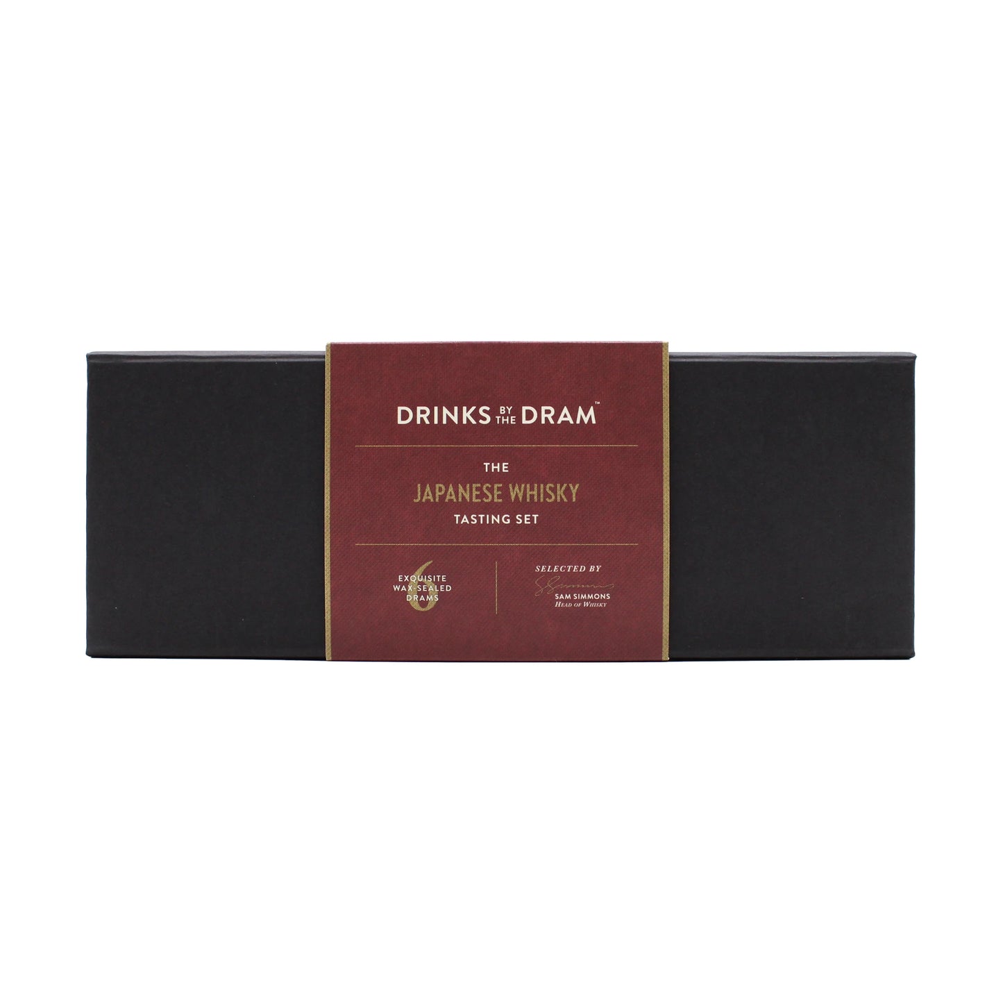 
                  
                    A rectangular black box labeled The Japanese Whisky Premium Tasting Set features a maroon and gold front label, perfect for exploring renowned Japanese whiskies.
                  
                