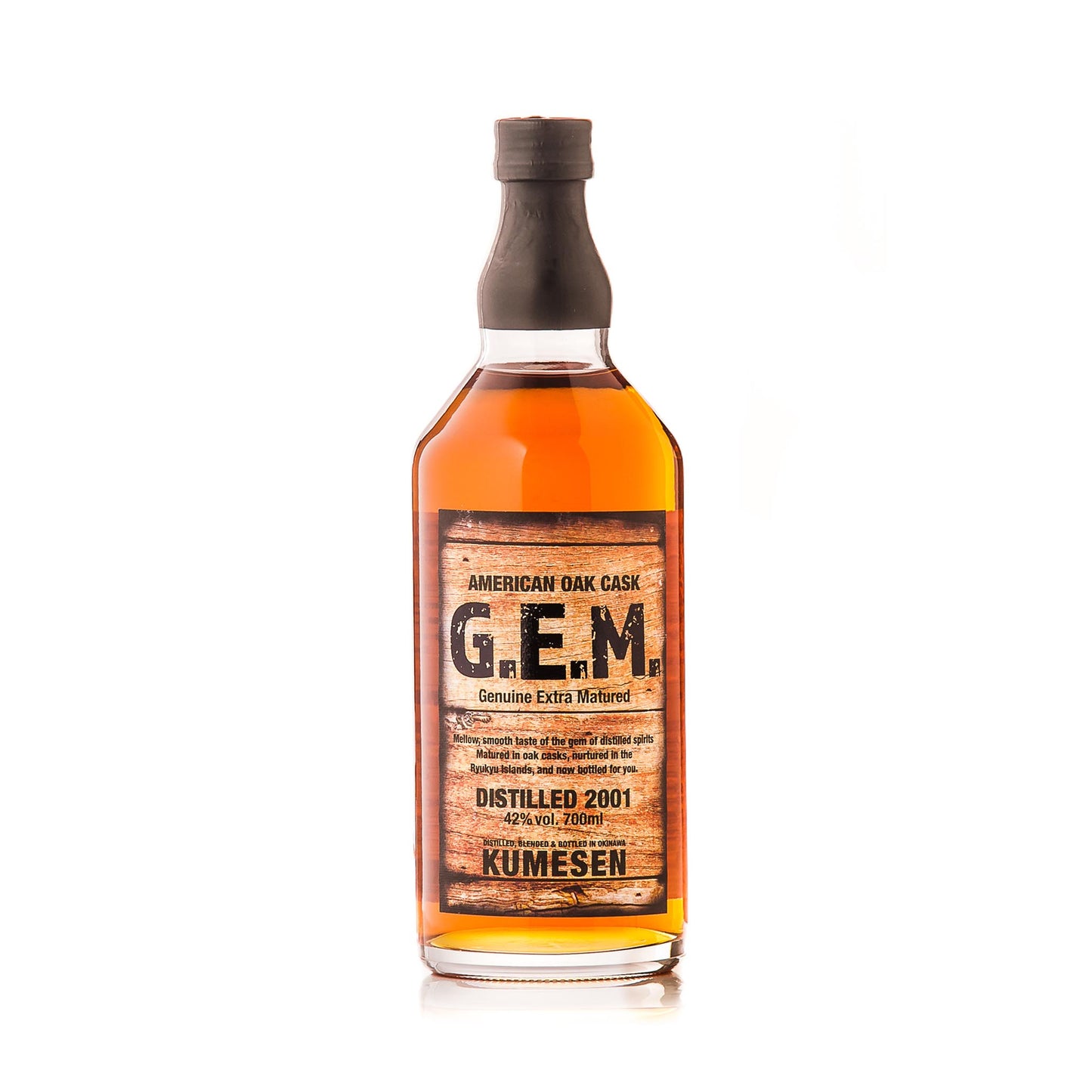 
                  
                    A bottle of Kumesen G.E.M. Awamori 10 Year Aged, 700ml, is displayed against a white background.
                  
                