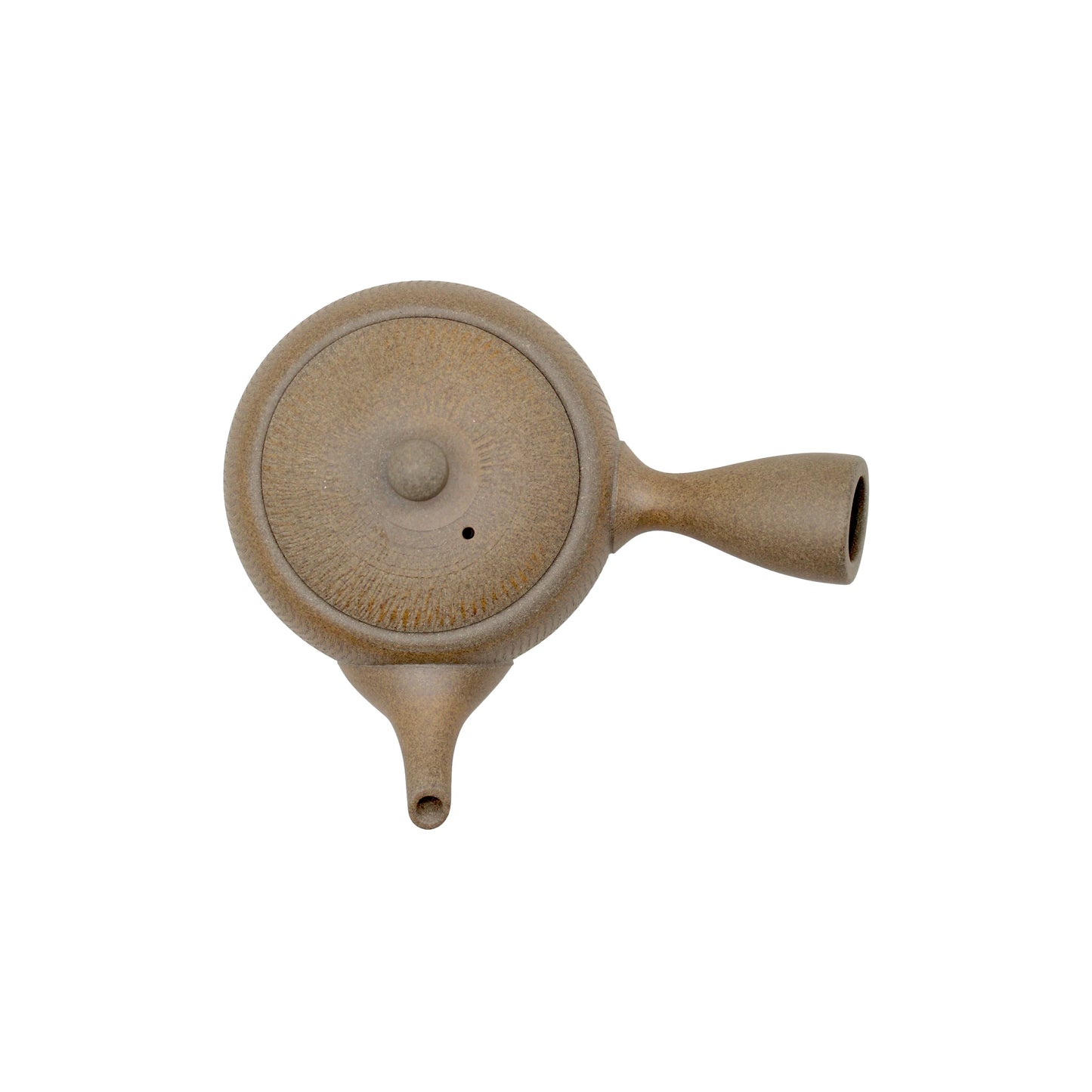 
                  
                    Top view of the Tokonameyaki Kyusu Tobikanna Teapot - 400ml, featuring a beige finish, side handle, and small spout, displayed on a plain white background.
                  
                