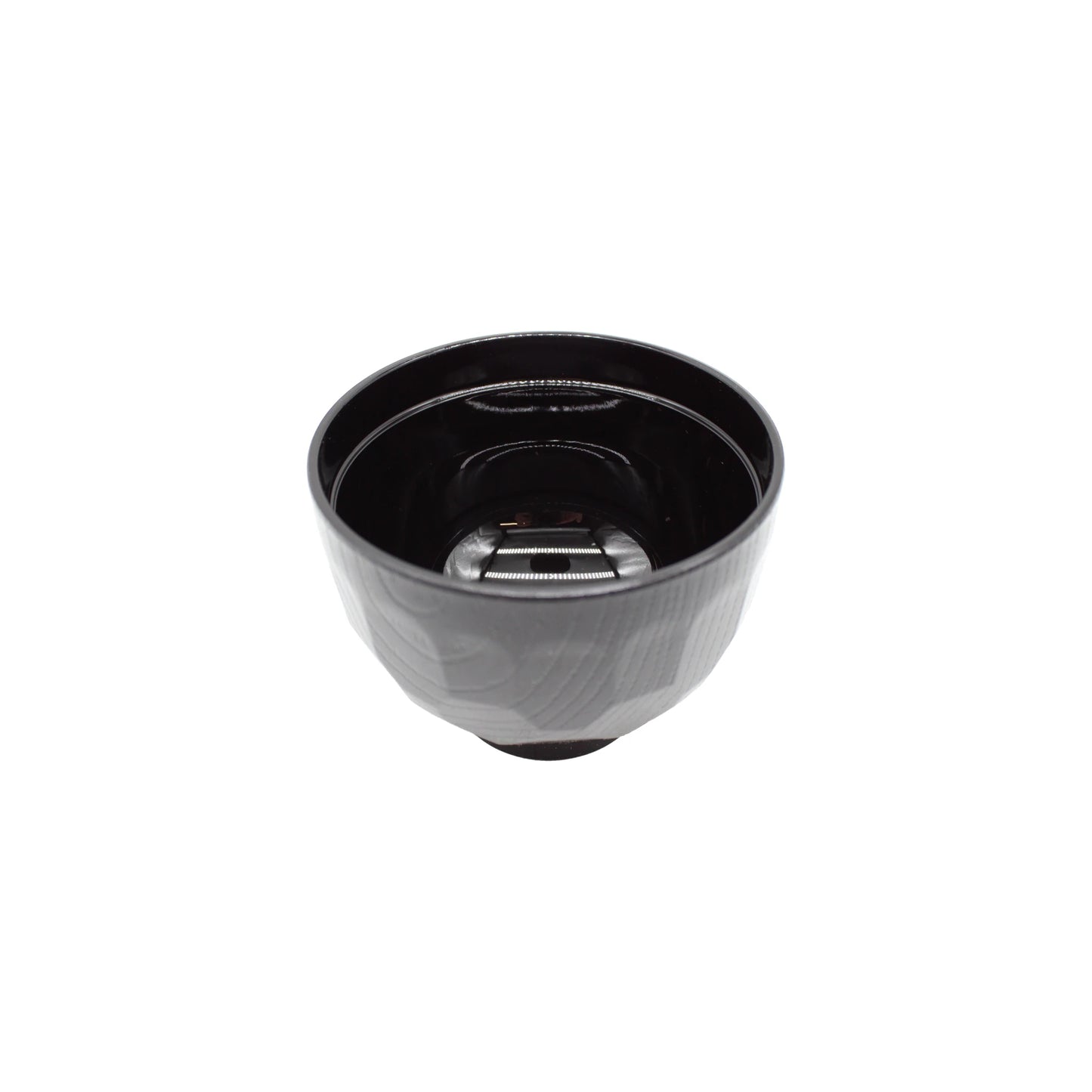 
                  
                    A Miso Bowl With Lid - Black, made of Japanese lacquer in black and gray, holds a metal safety razor and is photographed on a white background.
                  
                
