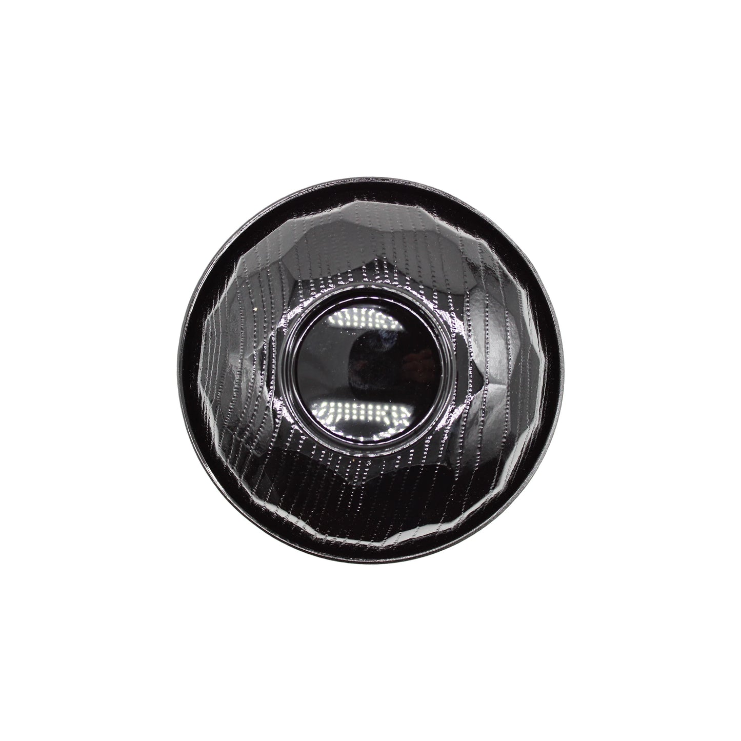 
                  
                    The Miso Bowl With Lid is shown from above against a white background, featuring black textured ABS plastic, a raised center, and concentric ridges.
                  
                