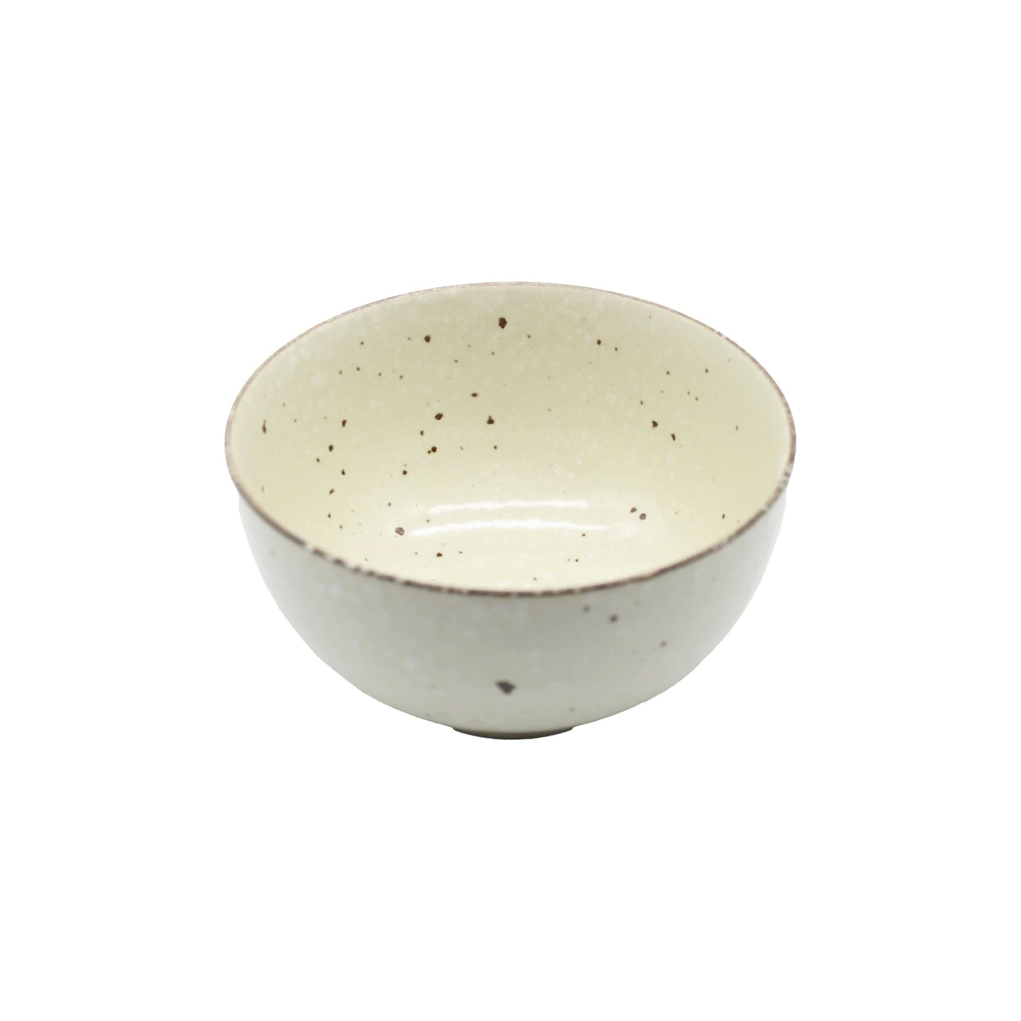 The Miso Bowl - Fleck is a small, round ceramic bowl with cream-colored flecked glaze and a slightly darker rim, inspired by Japanese porcelain, shown on a white background.