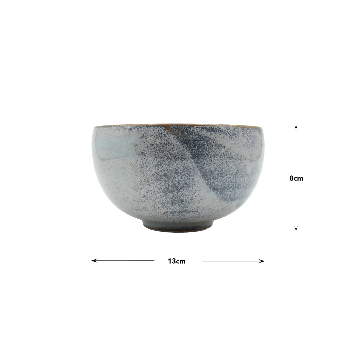 
                  
                    The Miso Bowl - Steel Grey is a Japanese-made ceramic bowl with a speckled finish, measuring 13 cm in diameter and 8 cm high, shown on a white background.
                  
                