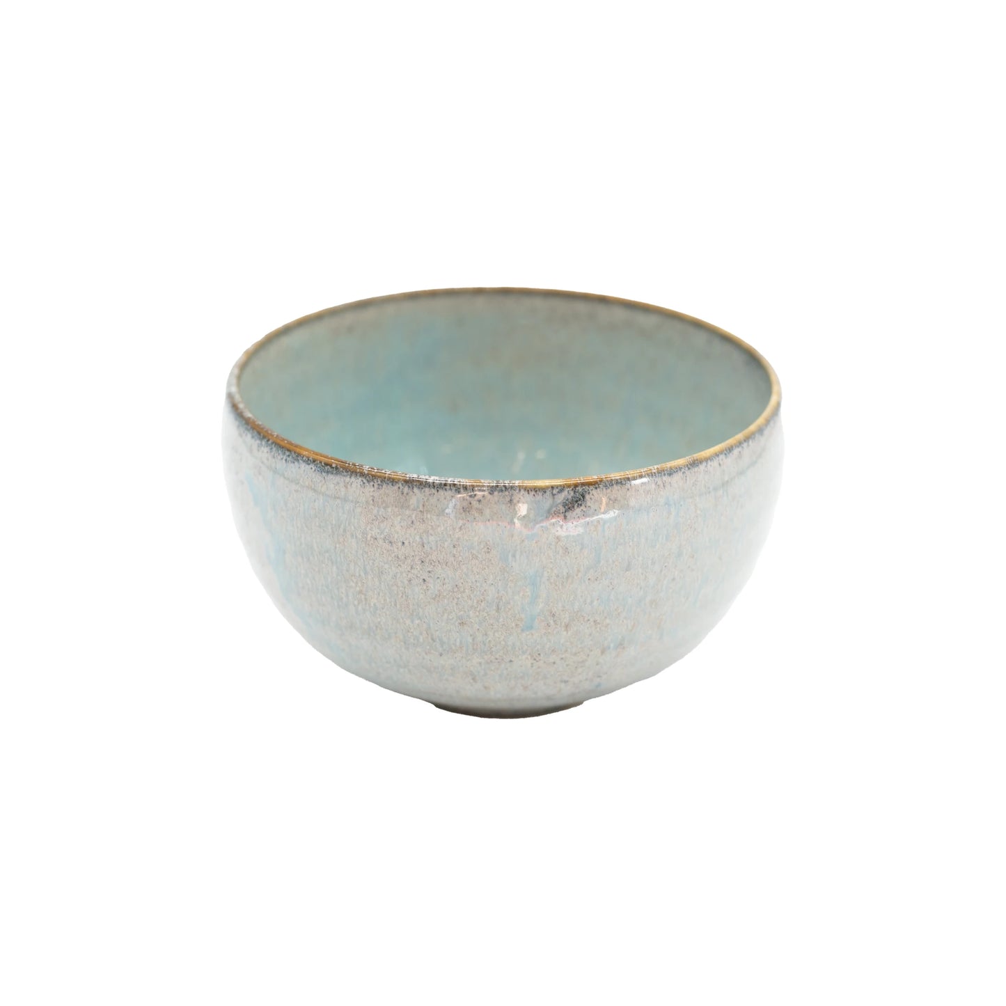A small, round handmade ceramic Miso Bowl - Steel Grey with a slightly textured surface and microwave safe, displayed on a plain white background.