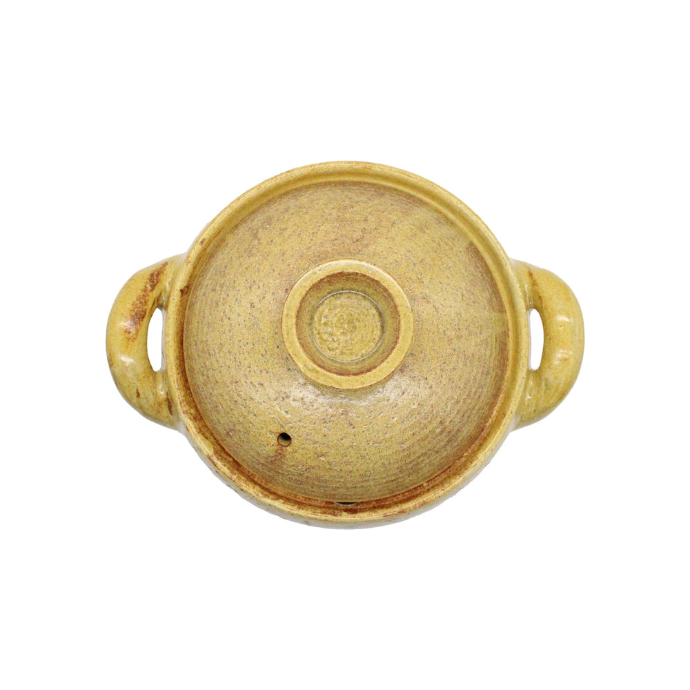 
                  
                    Top view of the Miso Soup Pot, a handcrafted Japanese clay donabe with a round lid, two side handles, small steam hole, and natural brown glaze.
                  
                