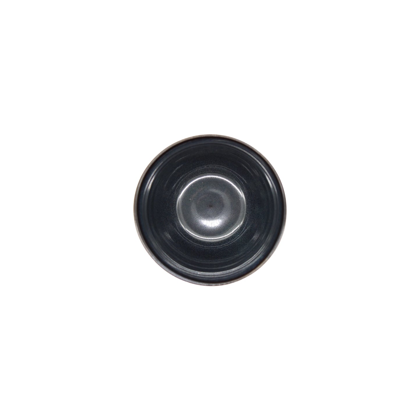 The Tea Mug - Neptune is a small, round black Japanese ceramic bowl, shown from above on a white background.