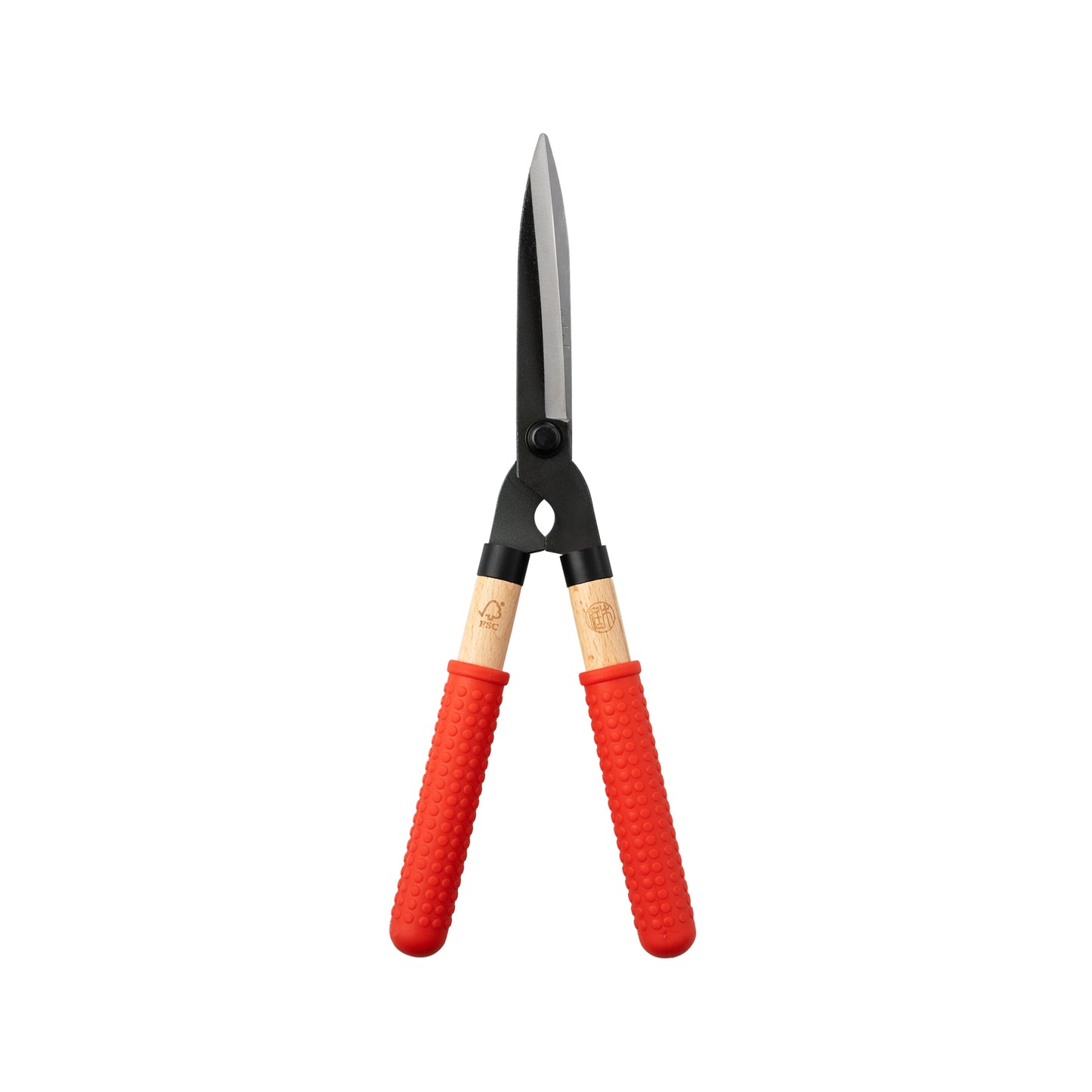 The Niwaki Mini Garden Shears feature black metal blades and red textured handles, displayed against a white background—a classic choice to enhance your garden tool collection.