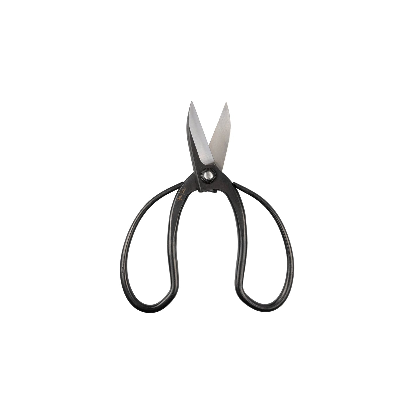 
                  
                    The Niwaki Sentei Garden Scissors feature vintage-style looped handles and short, sharp blades for precise pruning, displayed against a plain white background.
                  
                