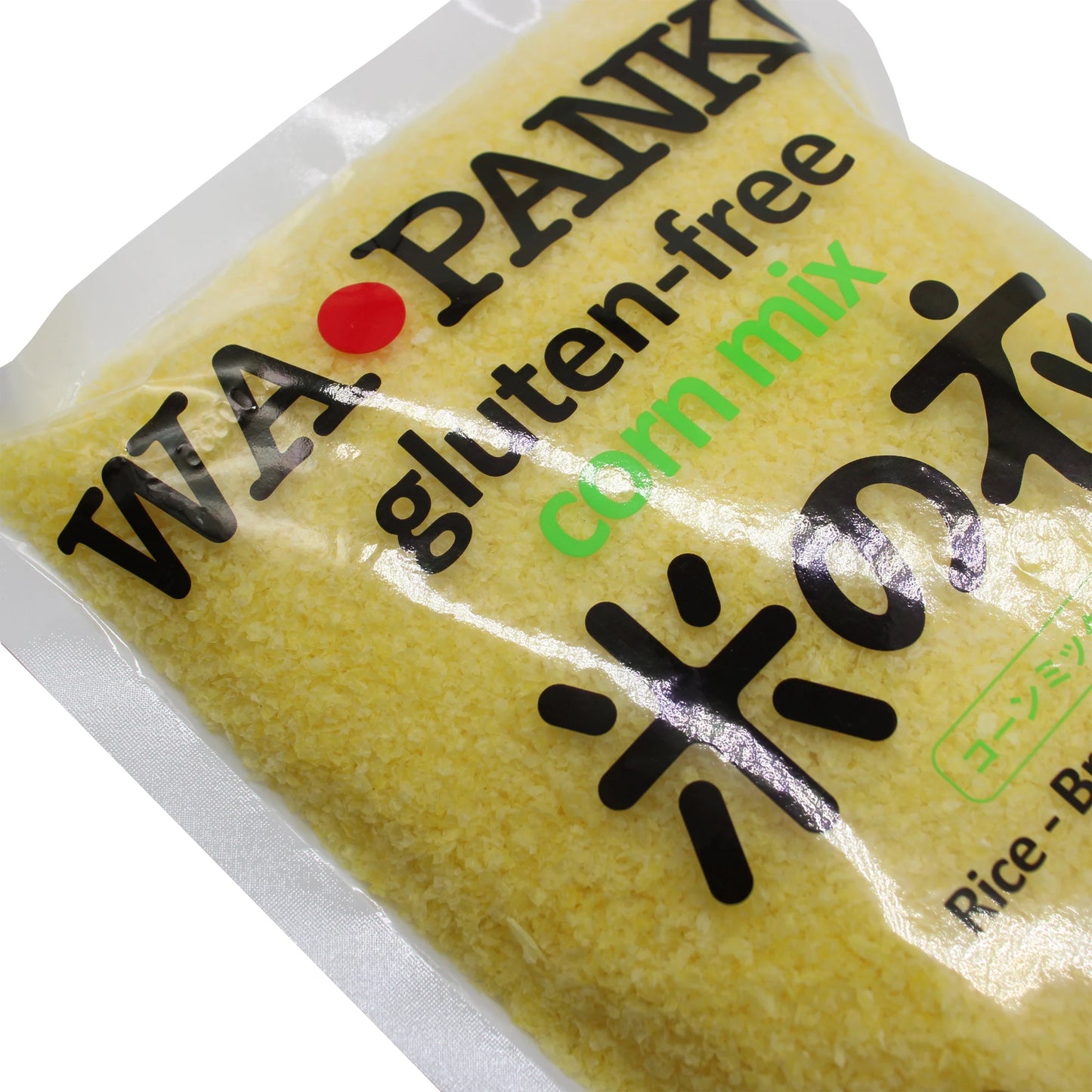 
                  
                    Clear plastic bag filled with yellow Gluten Free Rice & Corn Panko Breadcrumbs - 200g.
                  
                