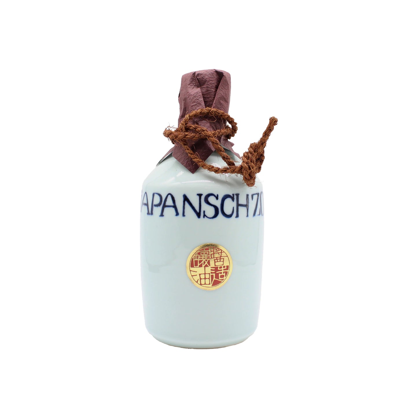 
                  
                    The Premium Mitsuboshi Shoyu Soy Sauce Carafe - 900ml is a white ceramic bottle with a brown paper-wrapped top and cord, featuring Japanese characters and "JAPANSCH," ideal for artisanal soy sauce made by the traditional te-koji method.
                  
                