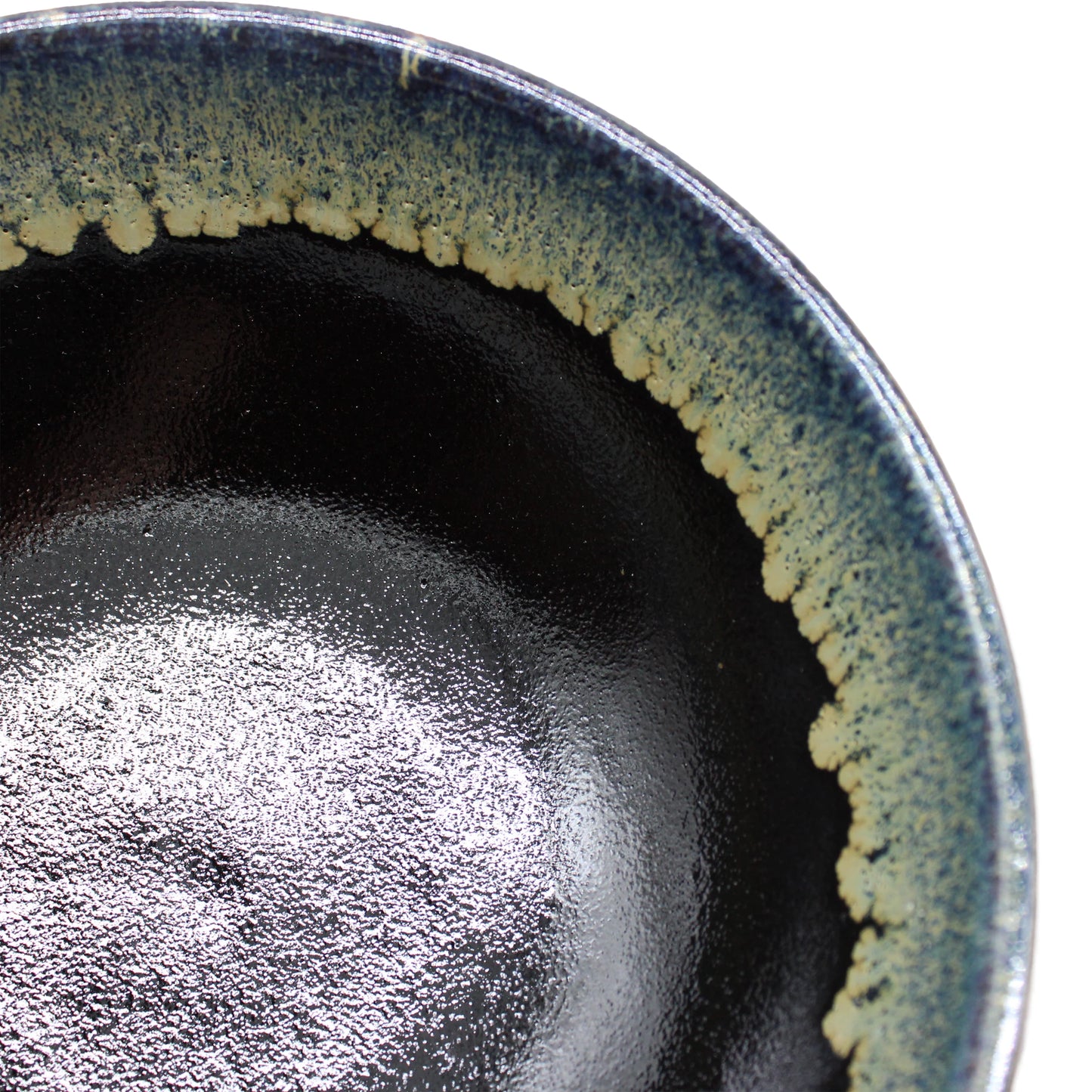 
                  
                    Close-up of the Ramen Bowl - Black Cascade, featuring a glossy dark interior and textured light-colored rim, set against a white background.
                  
                
