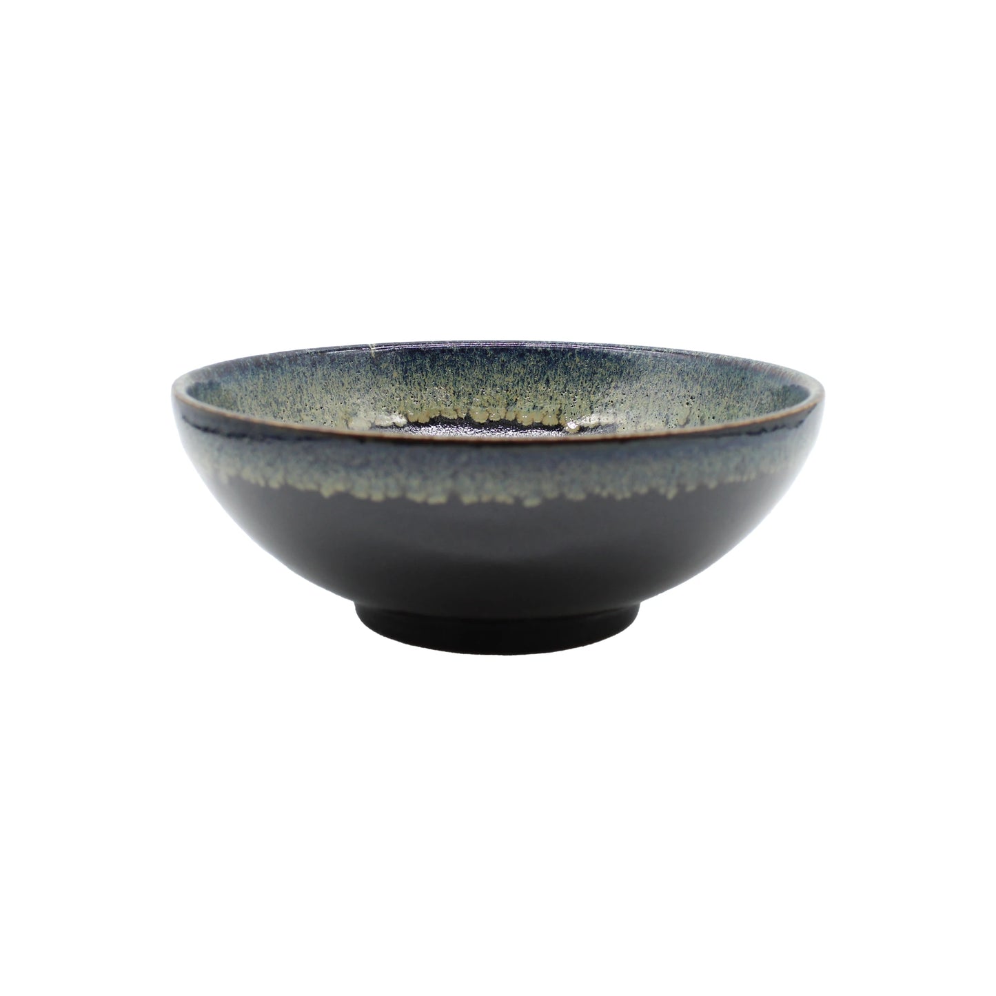 
                  
                    The Ramen Bowl - Black Cascade features a dark ceramic exterior and a glazed blue-green interior inspired by Japanese ceramics, displayed on a white background.
                  
                