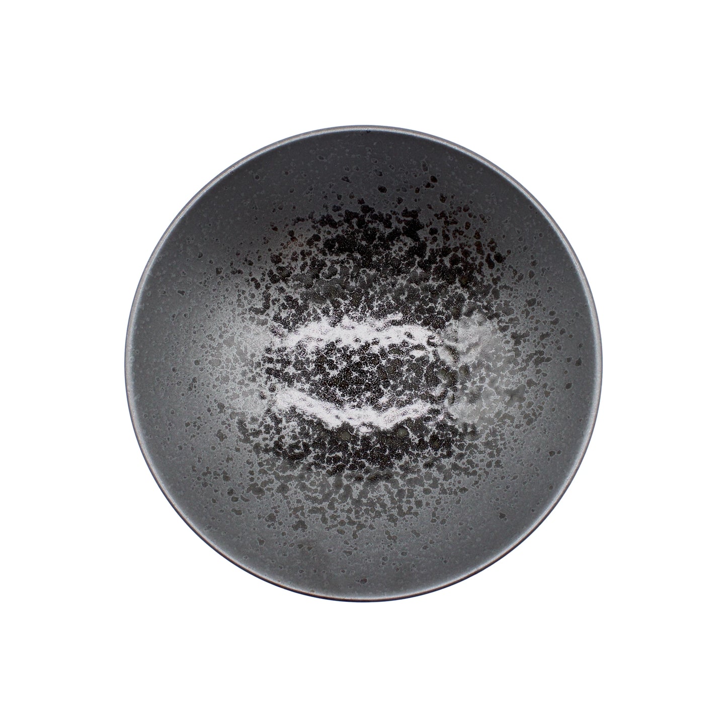 
                  
                    The Ramen Bowl - Black Pearl is a black ceramic bowl with a speckled, textured pattern and slightly glossy finish, made from Minoyaki porcelain, shown from above on a white background.
                  
                
