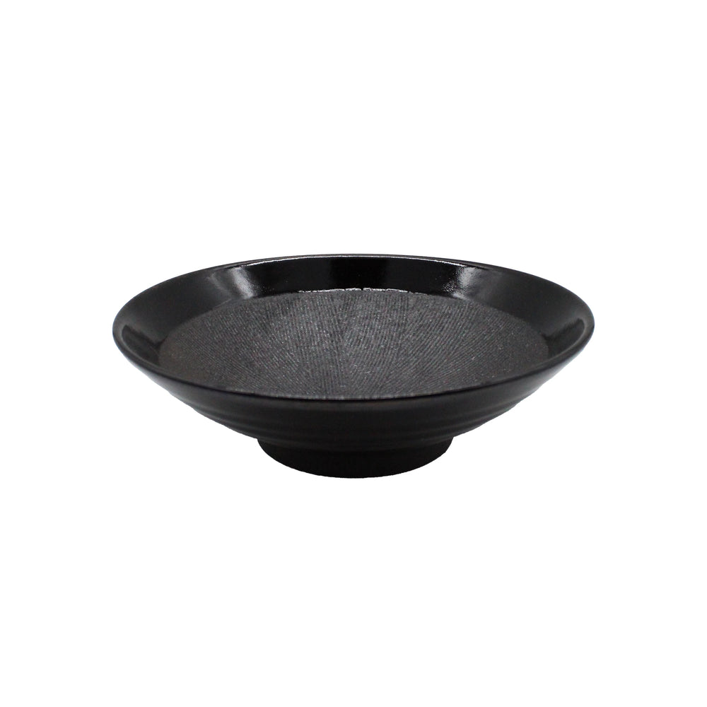 The Ramen Bowl - Black Suribachi, crafted from premium Japanese ceramic with a slightly textured interior, is shown in a side view against a white background.