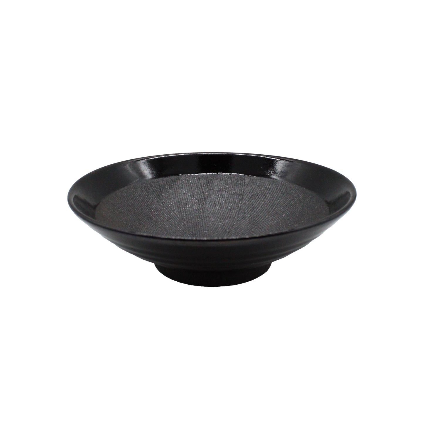 The Ramen Bowl - Black Suribachi, crafted from premium Japanese ceramic with a slightly textured interior, is shown in a side view against a white background.