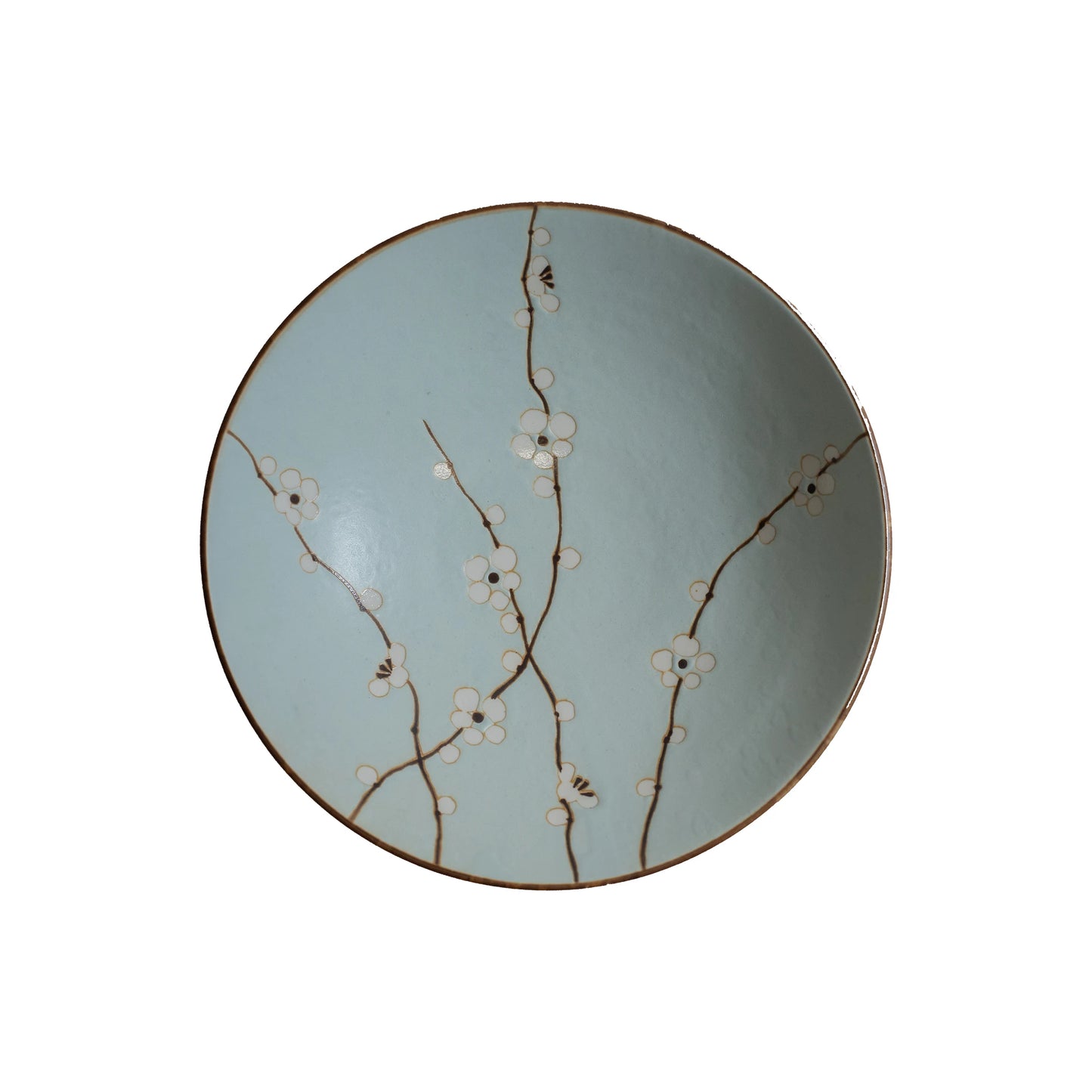 The Ramen Bowl - Light Blue Cherry Blossom features a light blue porcelain glaze accented by delicate brown branches and subtle white cherry blossom patterns.