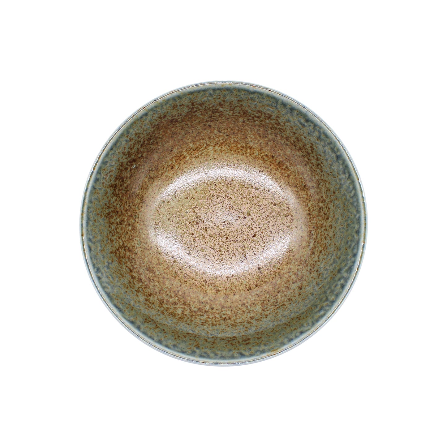 
                  
                    The Ramen Bowl - Brown and Blue is a round Japanese porcelain bowl with a blue-brown speckled glaze and beige interior, shown empty from above.
                  
                