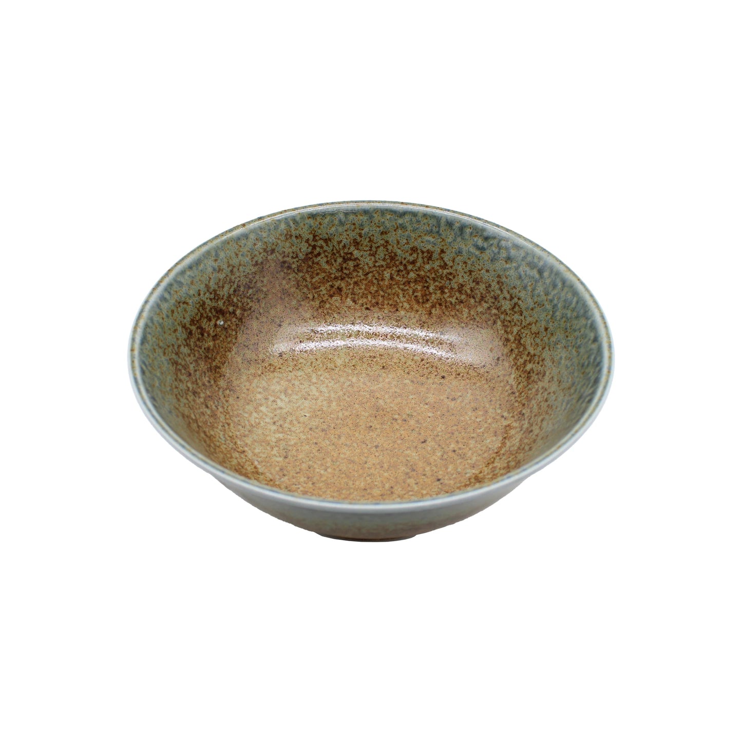 The Ramen Bowl - Brown and Blue features a rustic design with a speckled brown and blue glaze, shown from above on a white background.